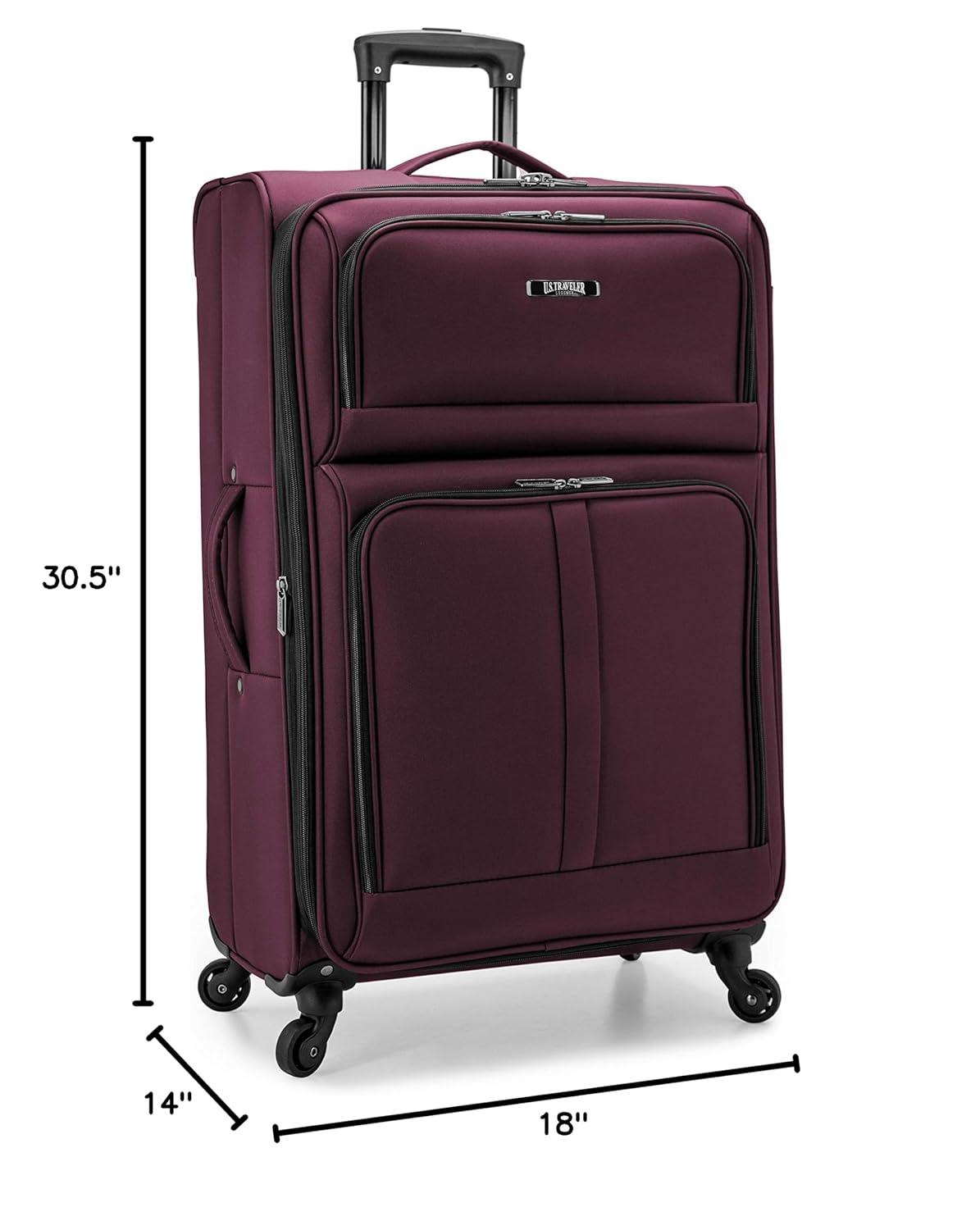 U.S. Traveler Anzio Softside Expandable Spinner Luggage, Burgundy, 30" Checked Large