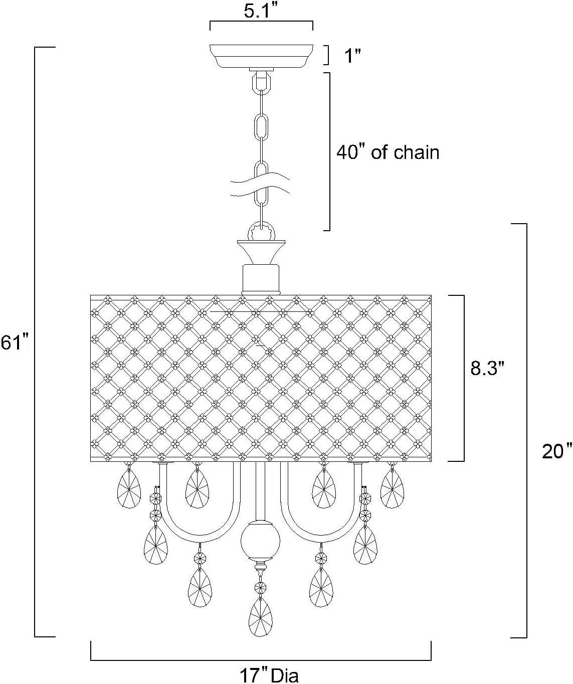 Antique Black Crystal Drum Shade 4-Light Chandelier