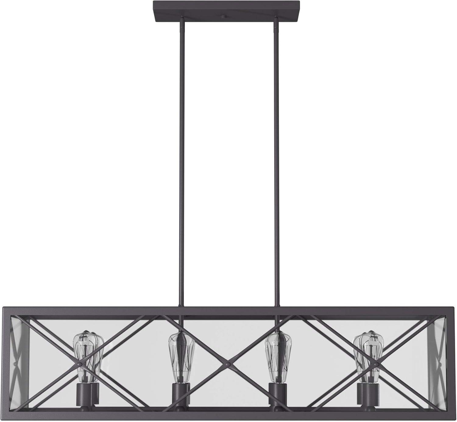 Satin Bronze 8-Light Linear Chandelier with Plug-in Feature