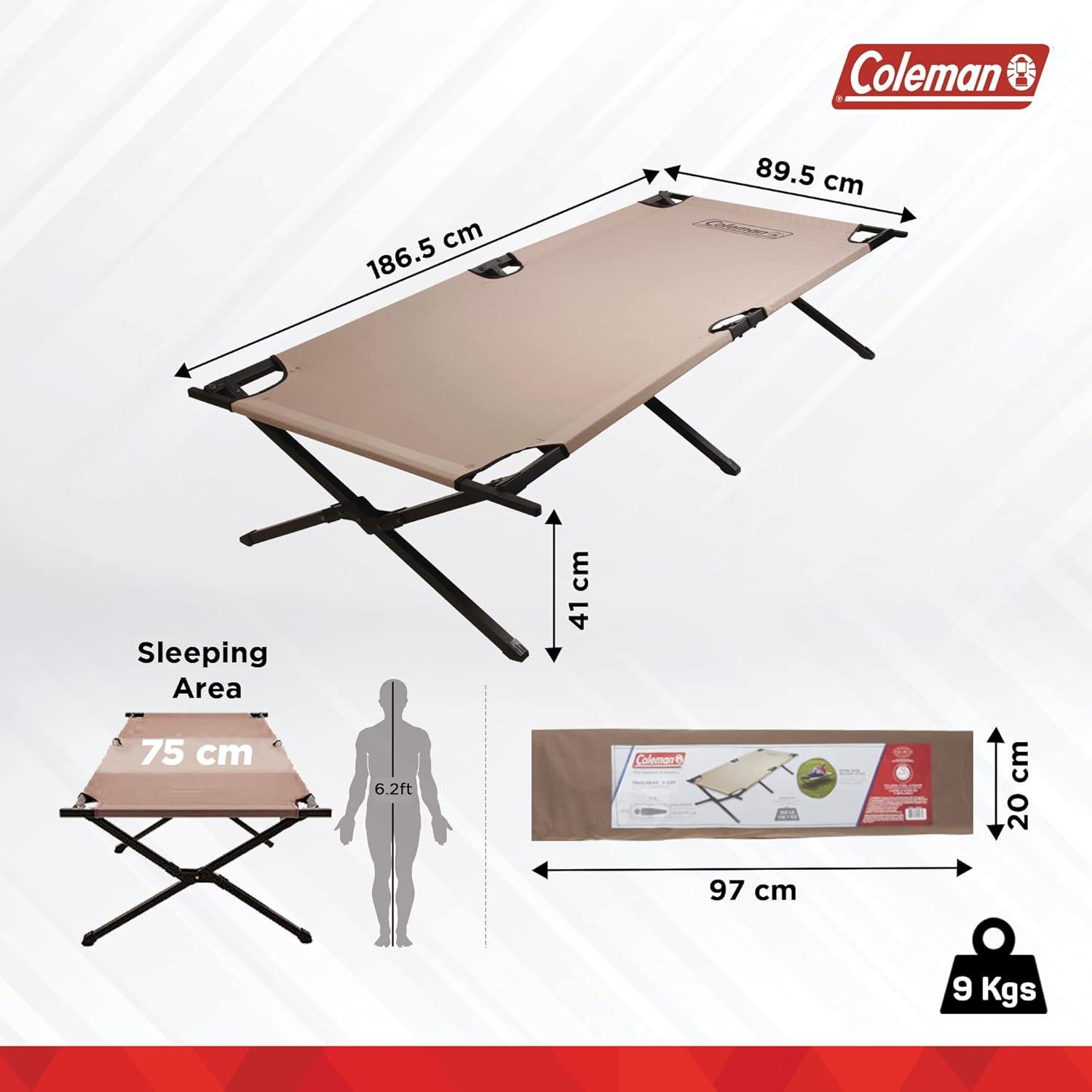 Coleman Tan Steel Frame Camping Sleeping Cot