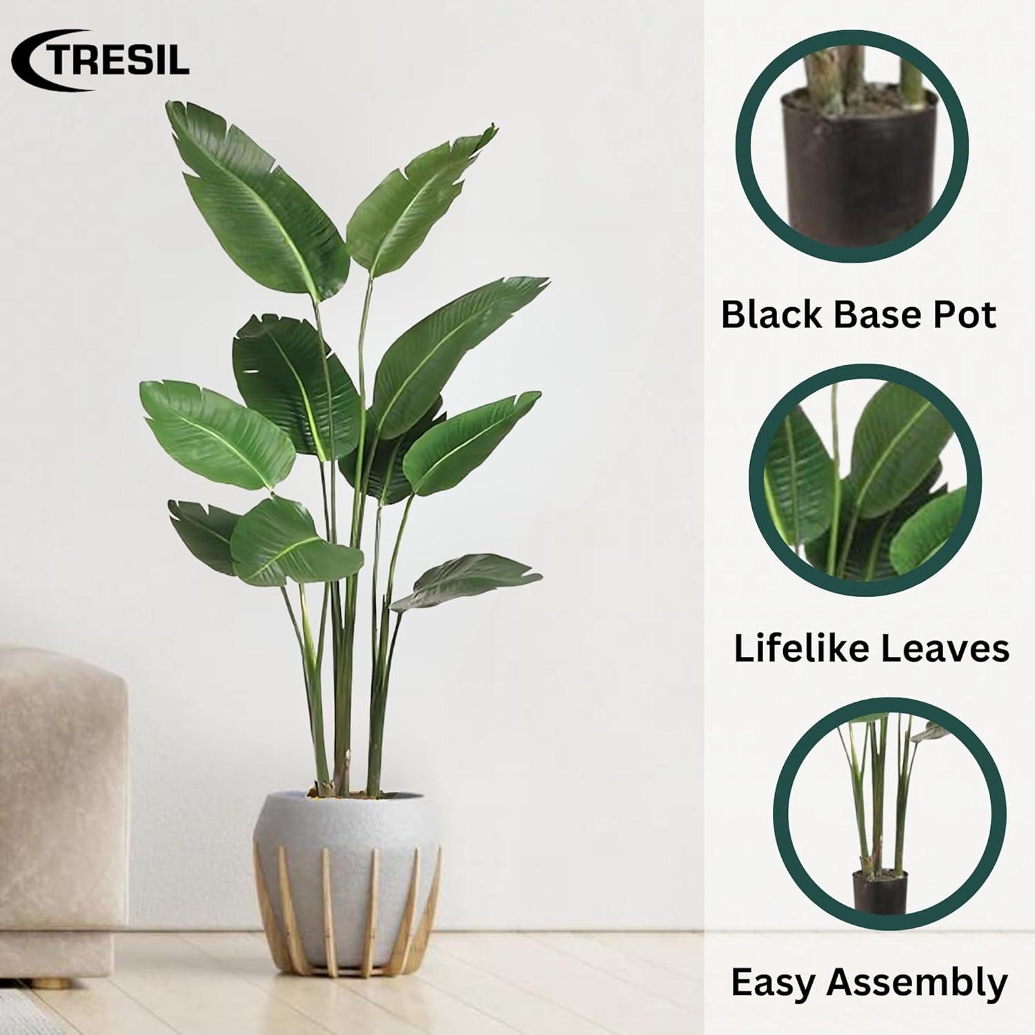 Bagari One 5 Foot Artificial Silk Bird of Paradise Palm Tree Potted Plant