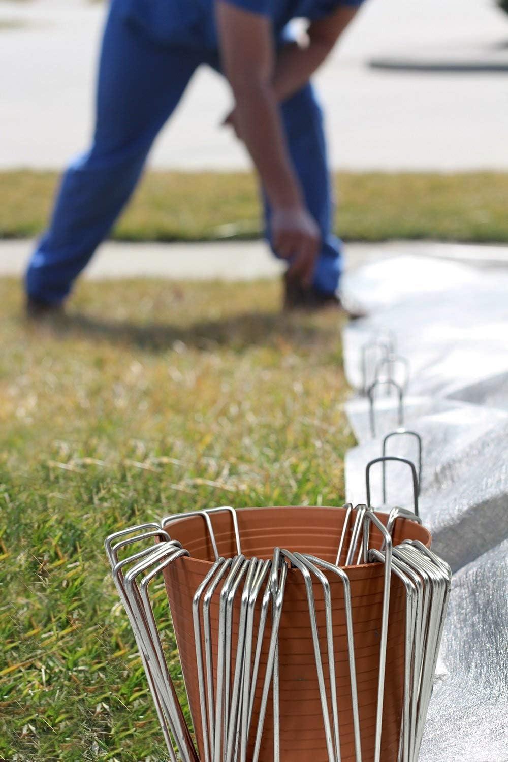 Ashman Online, Garden Landscape Staples Ground Stakes Pins, Silver Color, SOD Staples, 200 Count Heavy Duty & Anti Rust