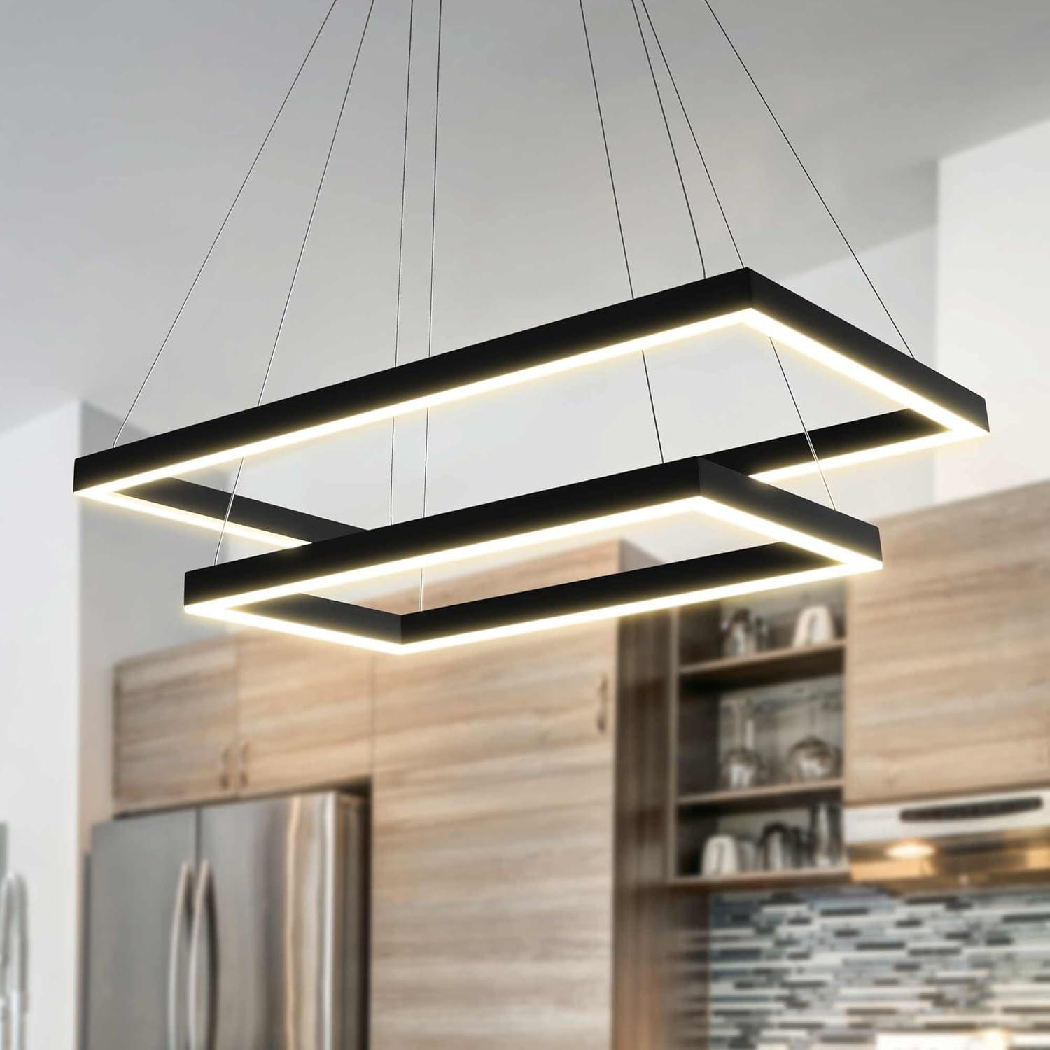 Atria Duo 29" Linear Integrated LED Pendant Height Adjustable ETL Certified Two-Tier Chandelier