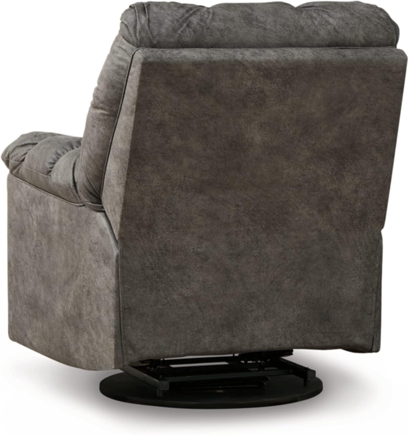 Contemporary Gray Faux Leather & Concrete Swivel Recliner, 38"