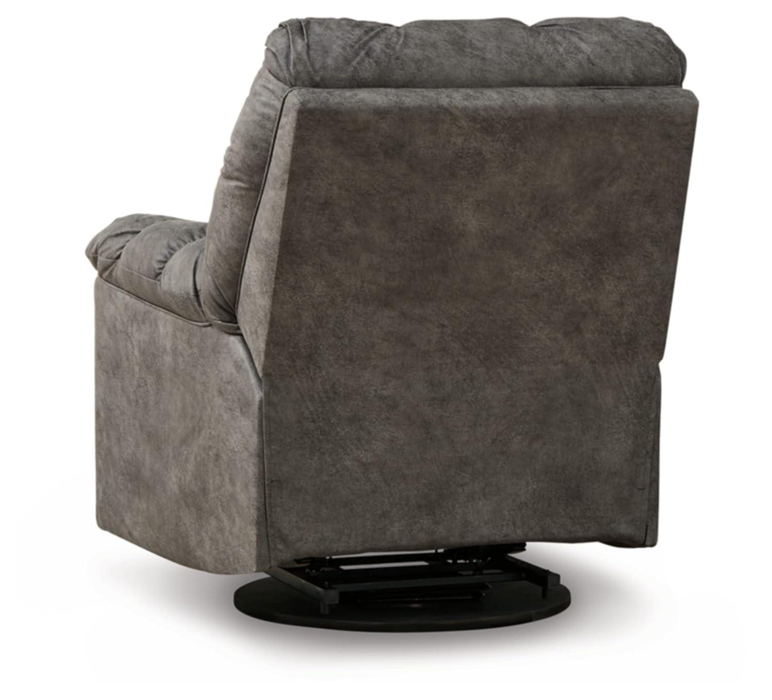 38" Wide Faux Leather Power Swivel Standard Recliner