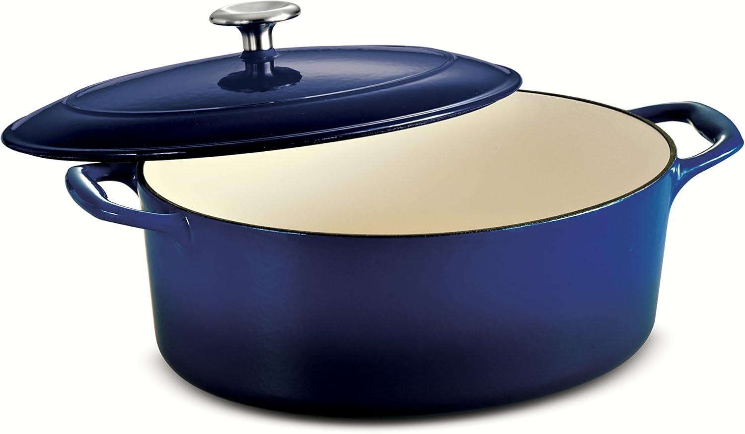 Tramontina Gourmet Enameled Cast Iron Covered Oval Dutch Oven - Gradated Cobalt