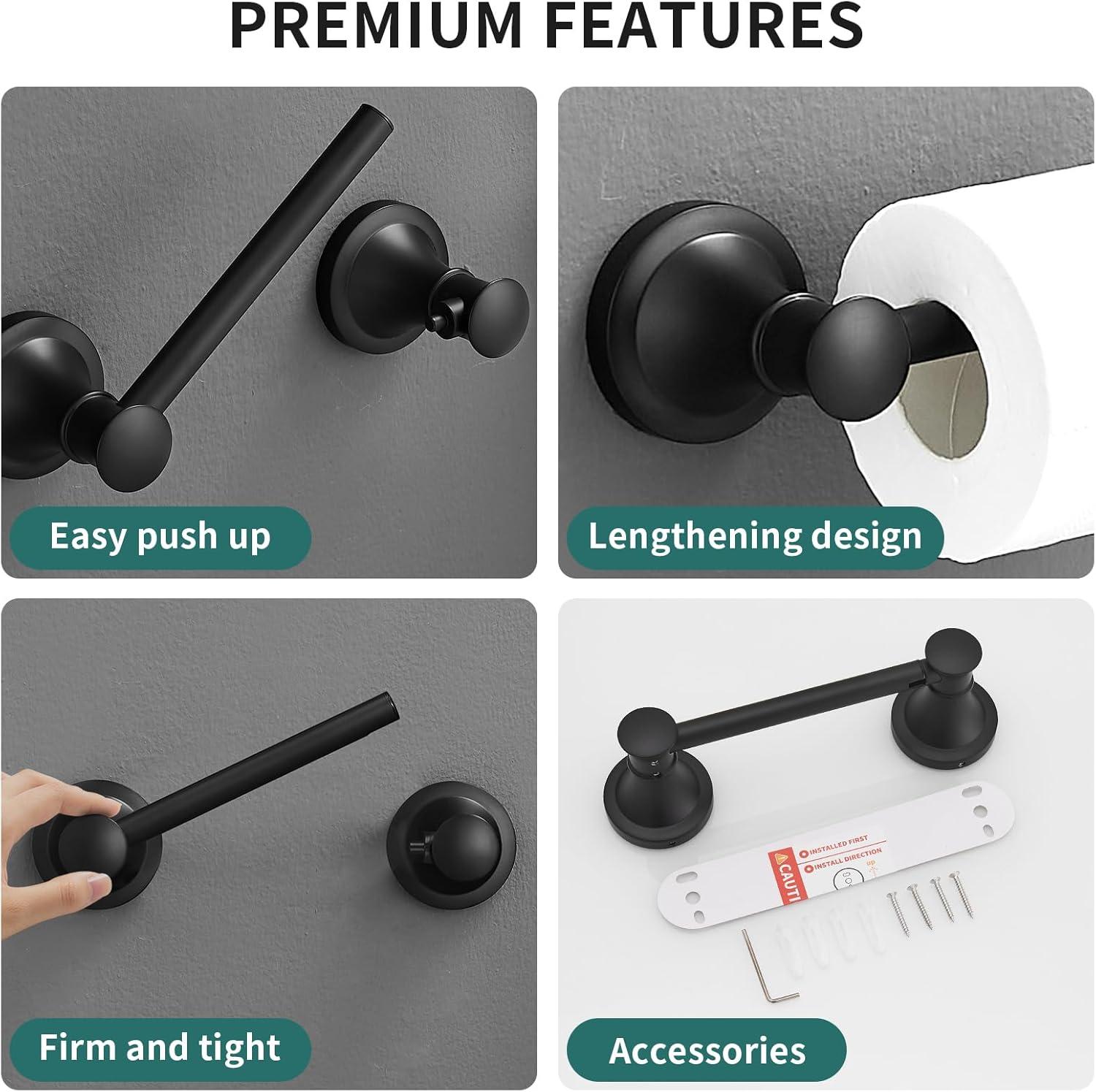 Wall-Mounted Rustproof Toilet Tissue Roll Holder with Flexible Pivoting Tissue Handle, Stainless Steel Built for Durability