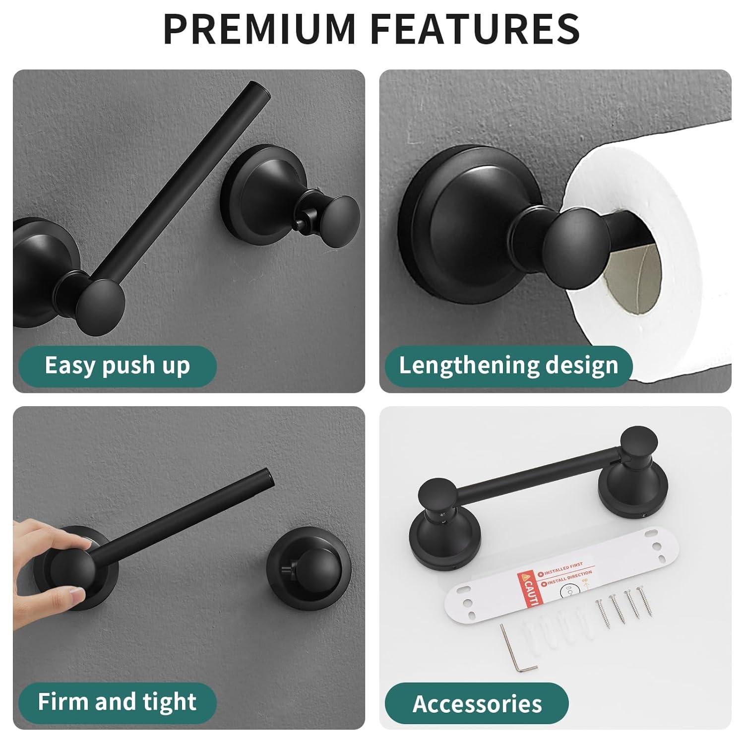 Wall-Mounted Rustproof Toilet Tissue Roll Holder with Flexible Pivoting Tissue Handle, Stainless Steel Built for Durability