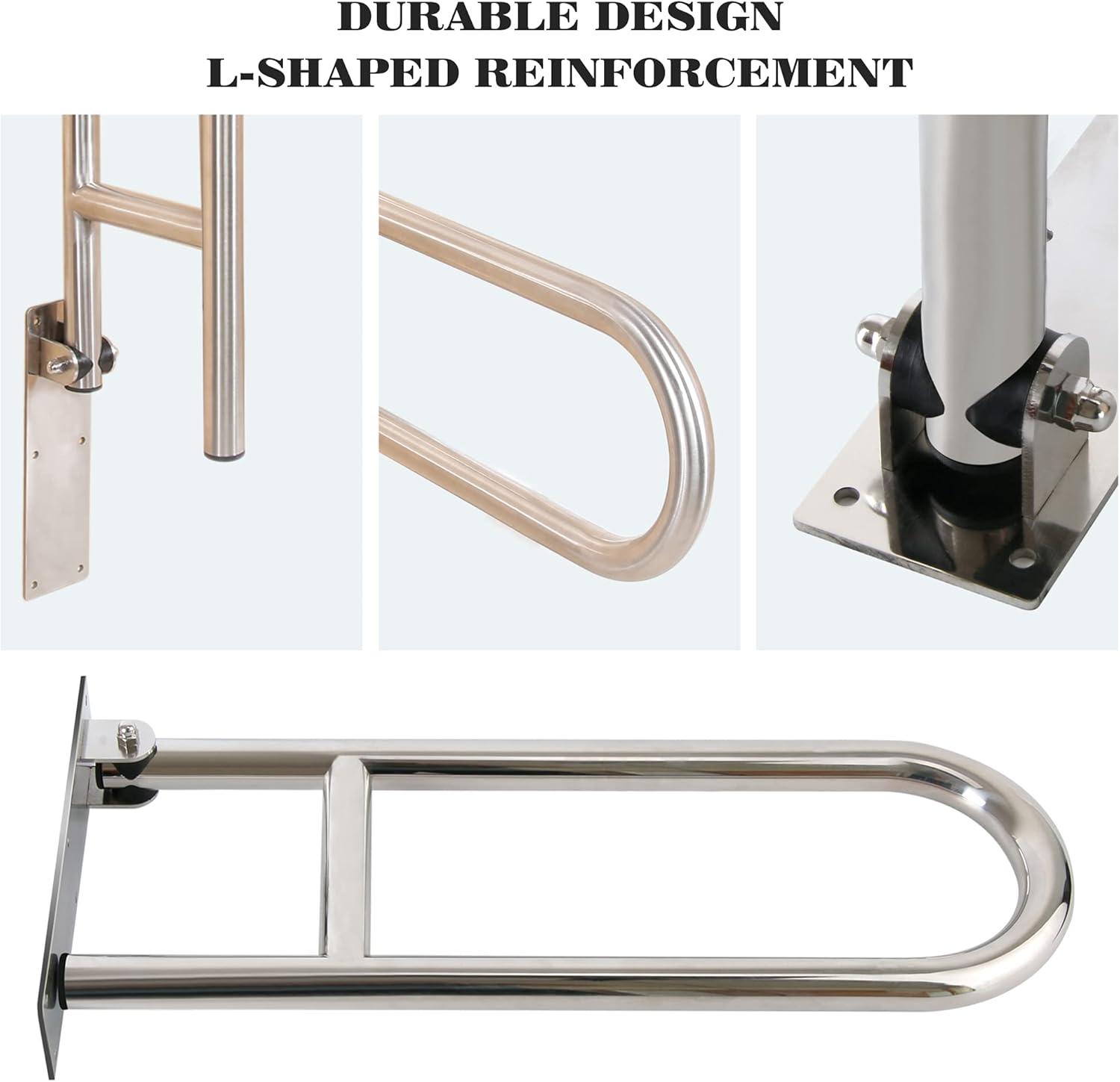 Huart Grab Bars for Bathroom, Stainless Steel Flip-Up Shower Grab Bar, Elderly, Handicapped, 24 in