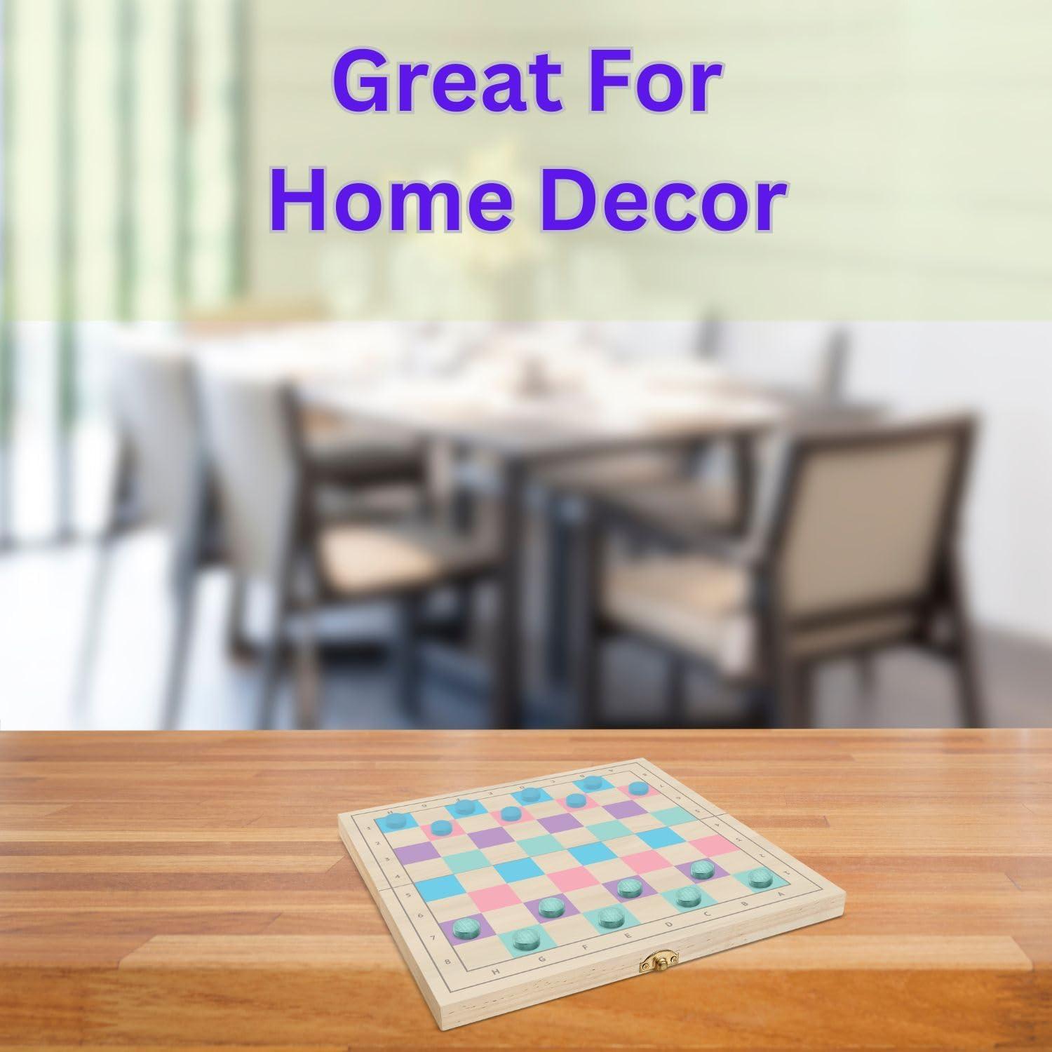 2 in 1 Wooden Chess and Checkers Set - Chess Set for Kids – Portable 11” x 11” Game Board Folds As Storage Case - Chess Checker Set - Childrens Chess Sets for Beginners - Chess Board for Kids