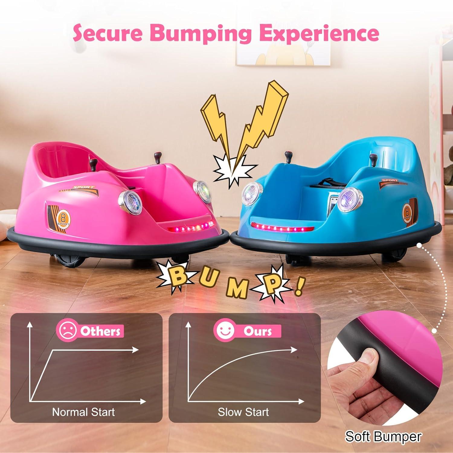 Gymax 12V Electric Kids Ride on Bumper Car Battery Powered Bumping Car w/ Remote Control Pink