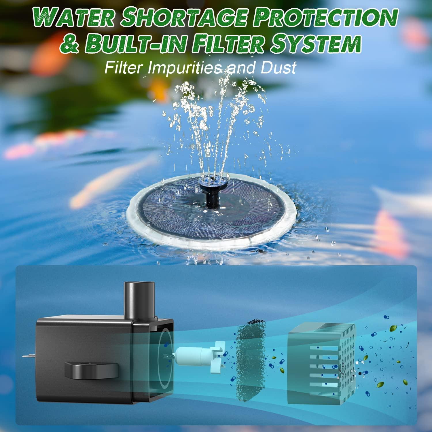 Solar Fountain Matte Panel with 4000 mAH Battery, 4W Bird Bath Fountains Solar Power with 8 Nozzles, Floating Solar Fountain Pump for Bird Bath, Garden, Pond, Outdoor (Color Change)