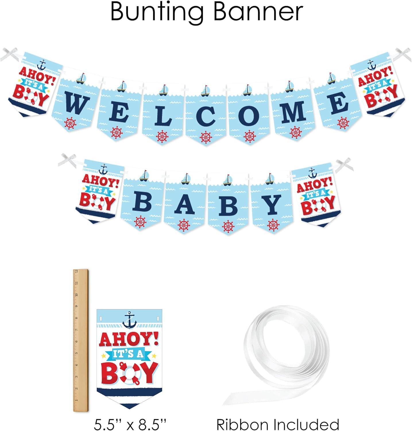 Big Dot of Happiness Ahoy It's a Boy - Nautical Baby Shower Supplies - Banner Decoration Kit - Fundle Bundle