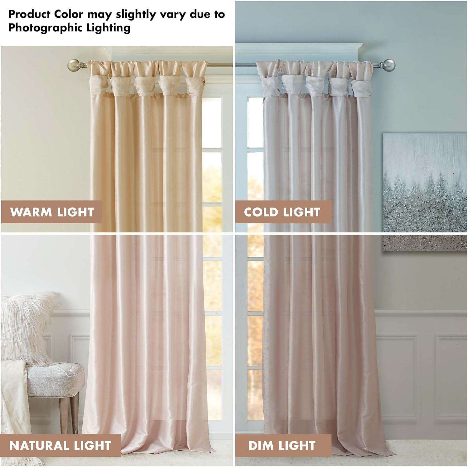 Blush Faux Silk Tab Top Room-Darkening Drapes, 50" x 84"