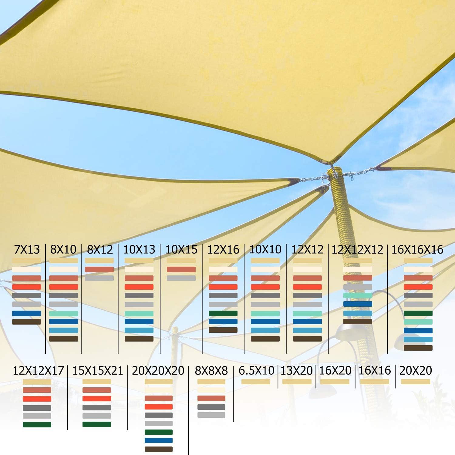 Light Grey Rectangular HDPE Sun Shade Sail Canopy 12'x16'