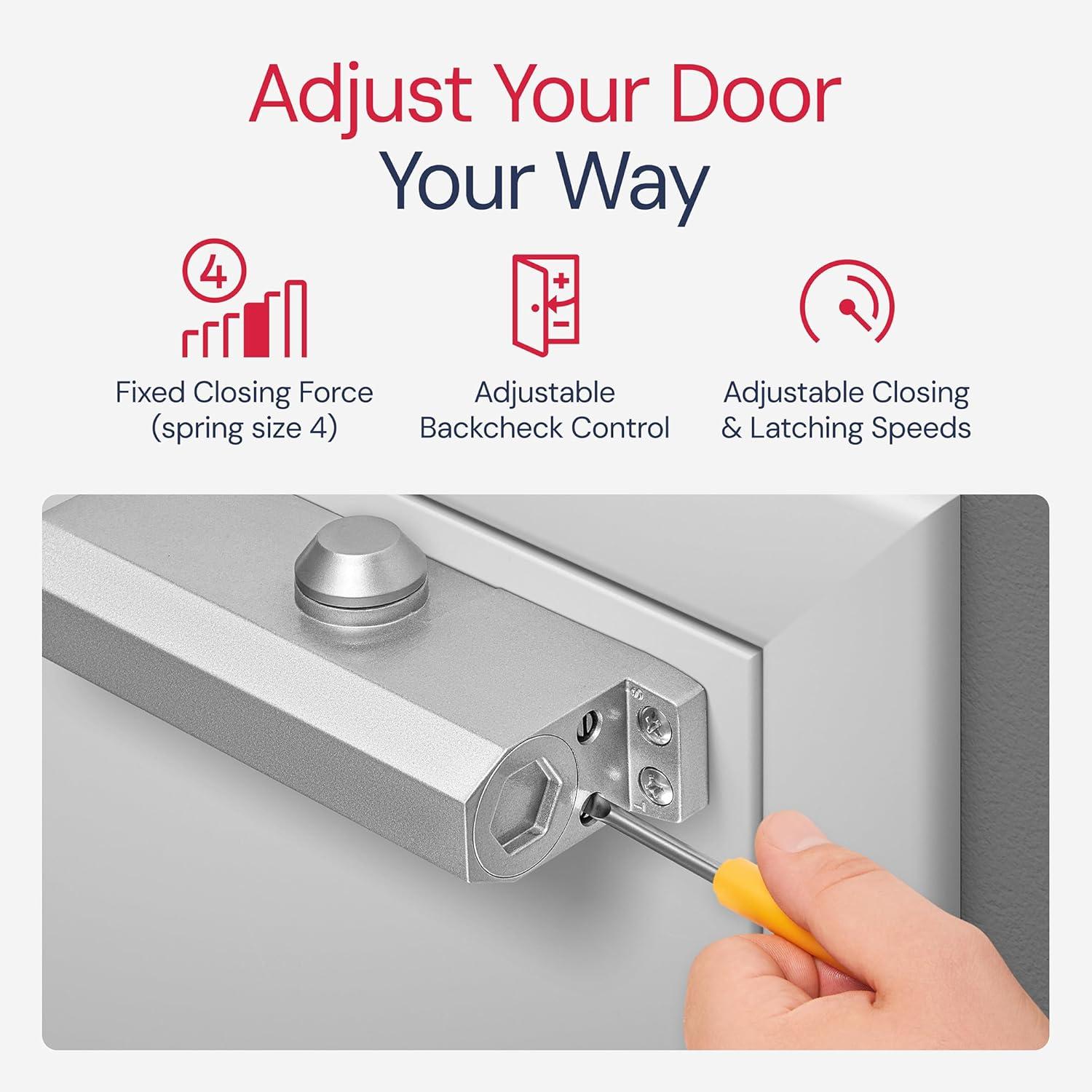 Lawrence Hardware Medium Duty Commercial Door Closer for Interior & Exterior Doors, Aluminum