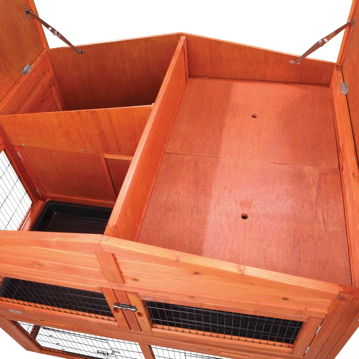 TRIXIE Deluxe 2-Story Rabbit Hutch with Run, Attic Storage Ramp, Ideal for Rabbits Guinea Pigs