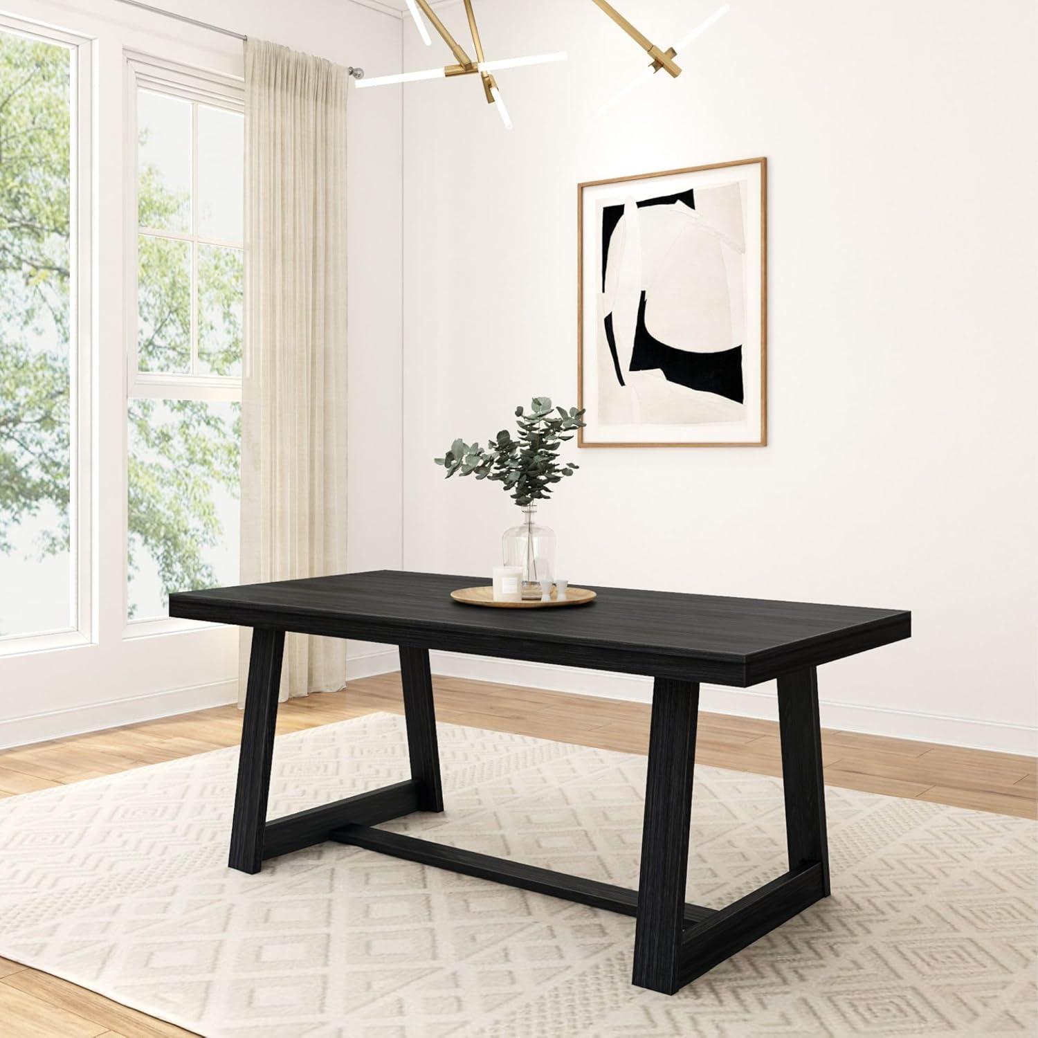 Plank+Beam Farmhouse 72" Dining Table, Solid Wood Rectangular Kitchen Table for 6 People