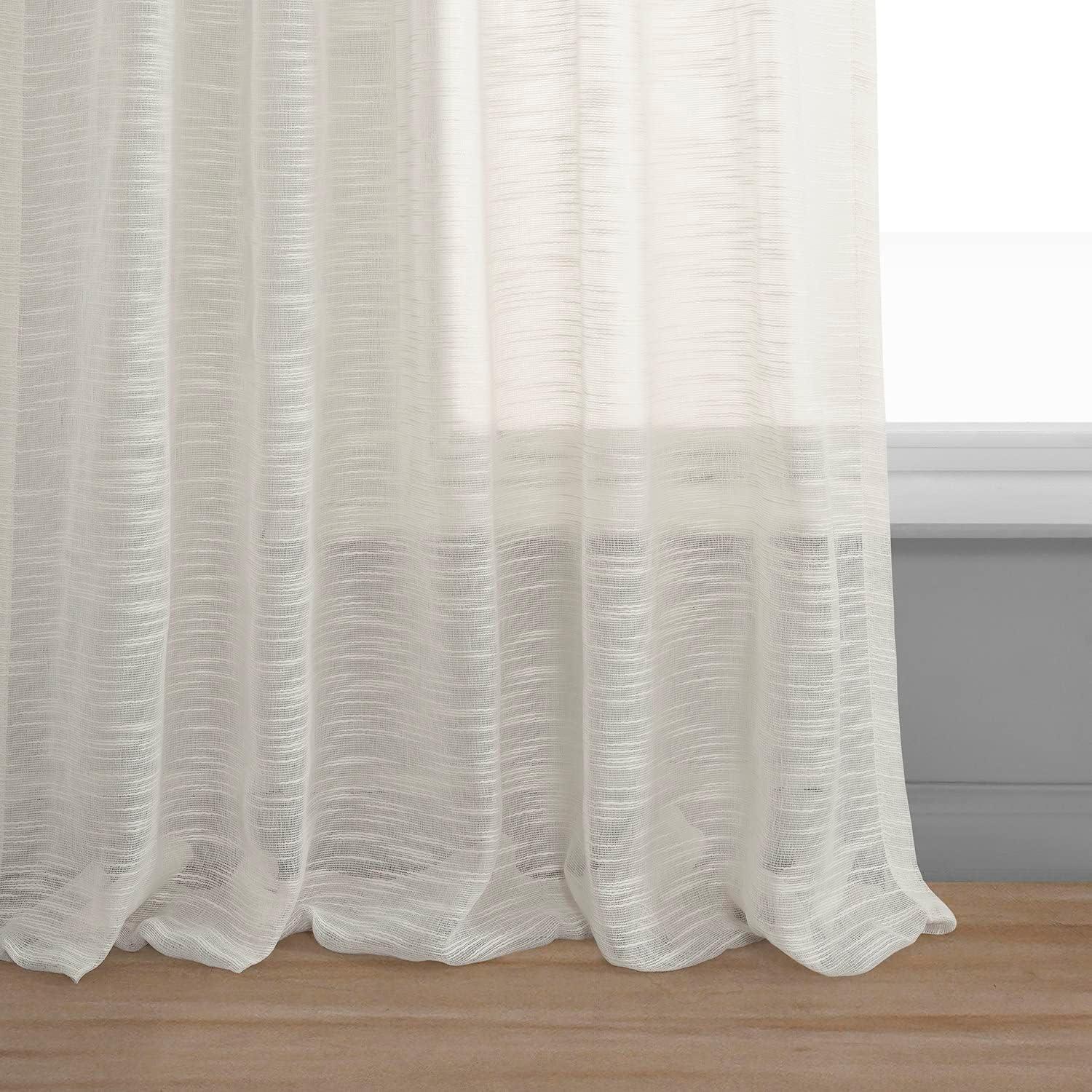 Ivory Open Weave Linen Sheer 96" Curtain Panel