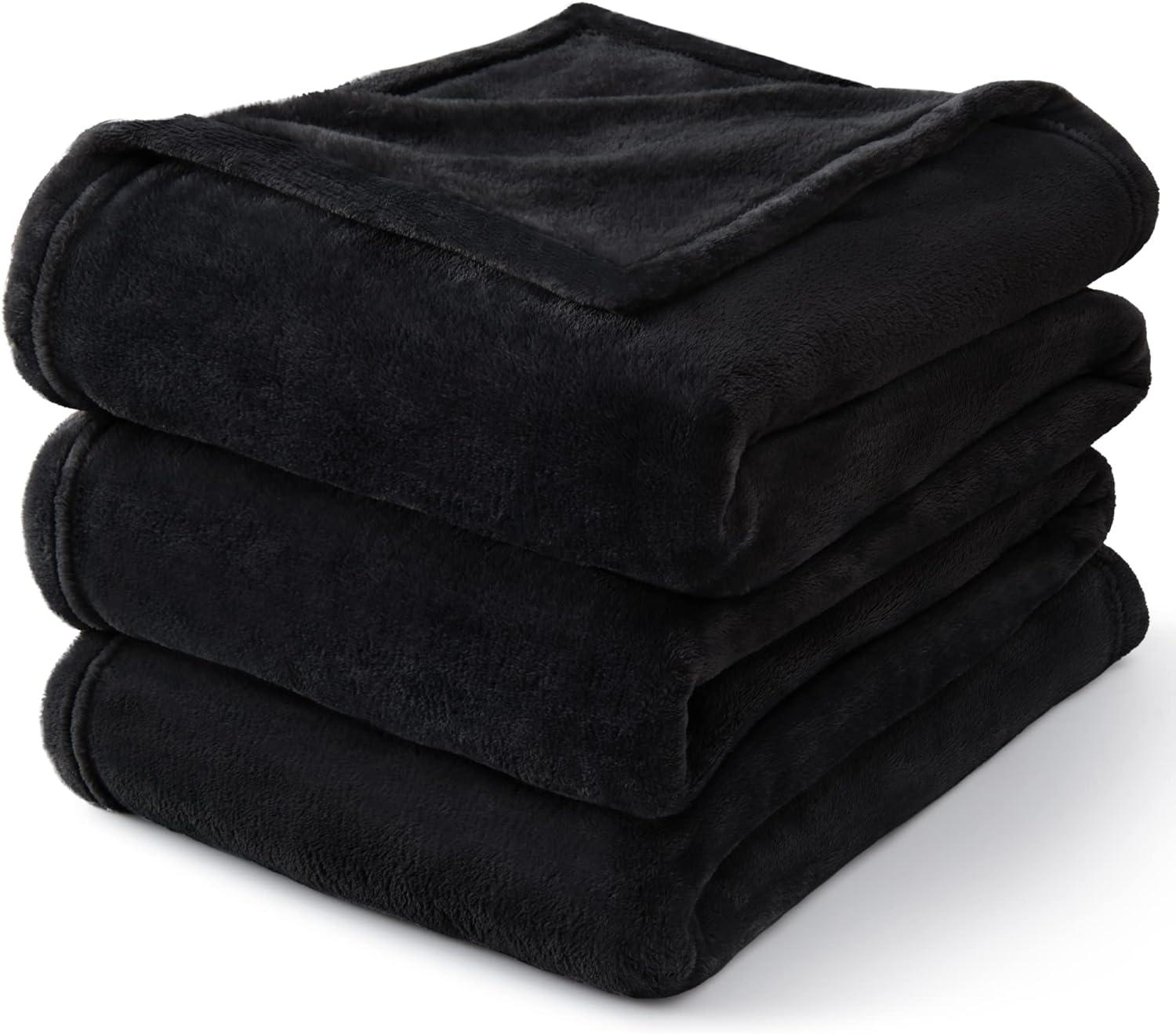 BEDELITE Fleece Blanket Black Throw Blankets for Couch & Bed, Luxury Plush Cozy Fuzzy Blanket 50x60 inches, Super Soft Warm Lightweight Throw Blanket for Travel Camping