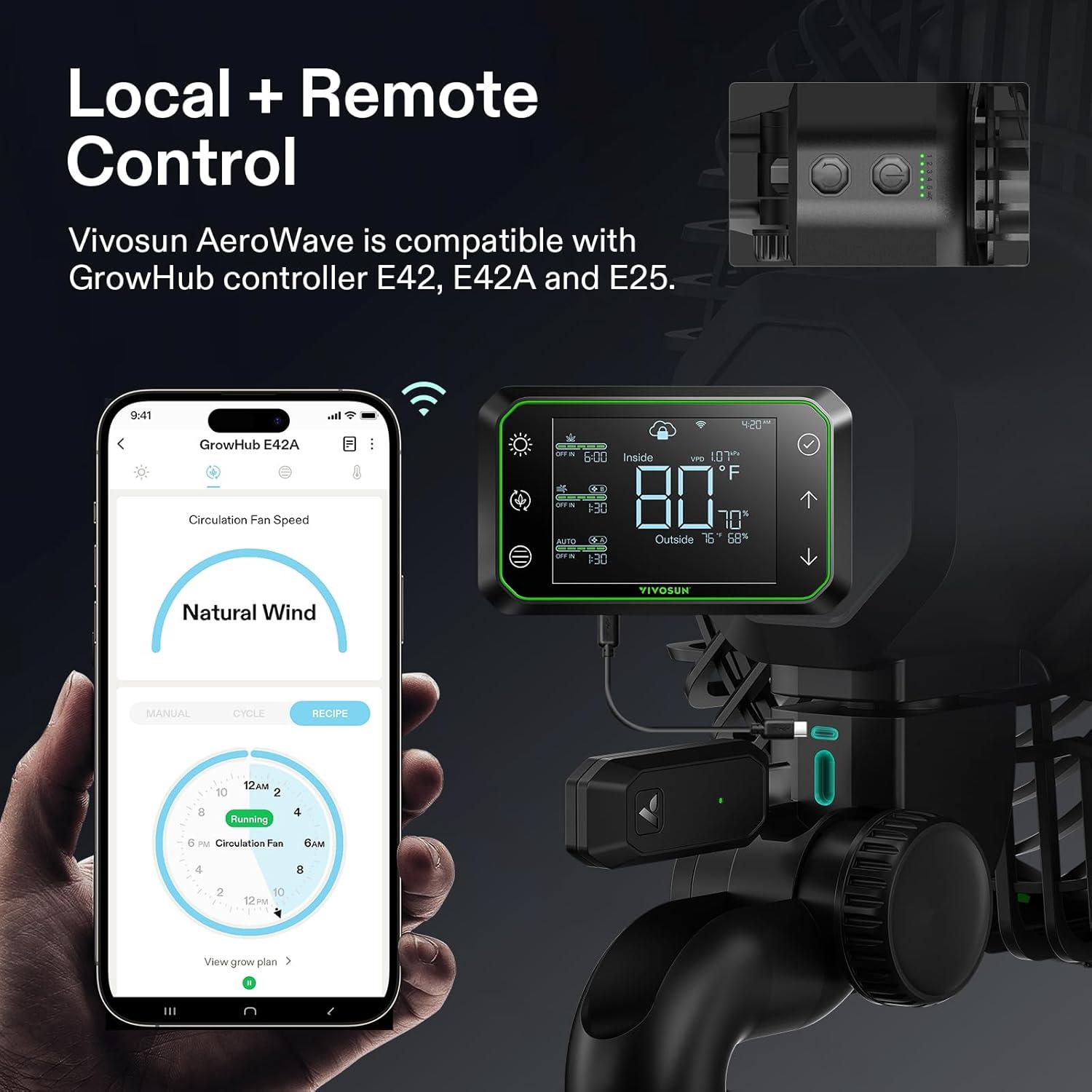 VIVOSUN AeroWave E6 6 in 10-Speed Smart Wi-Fi Clip On Fan