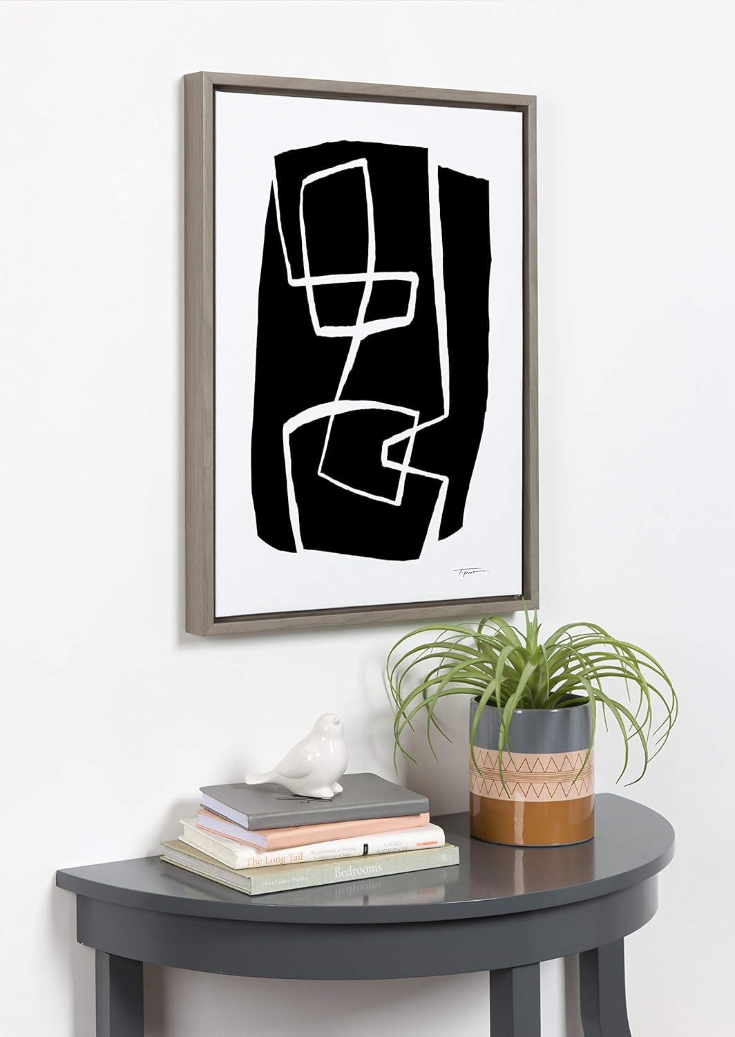 Kate and Laurel Sylvie Modern Meeting Forms Framed Canvas by Statement Goods, 18x24, Gray