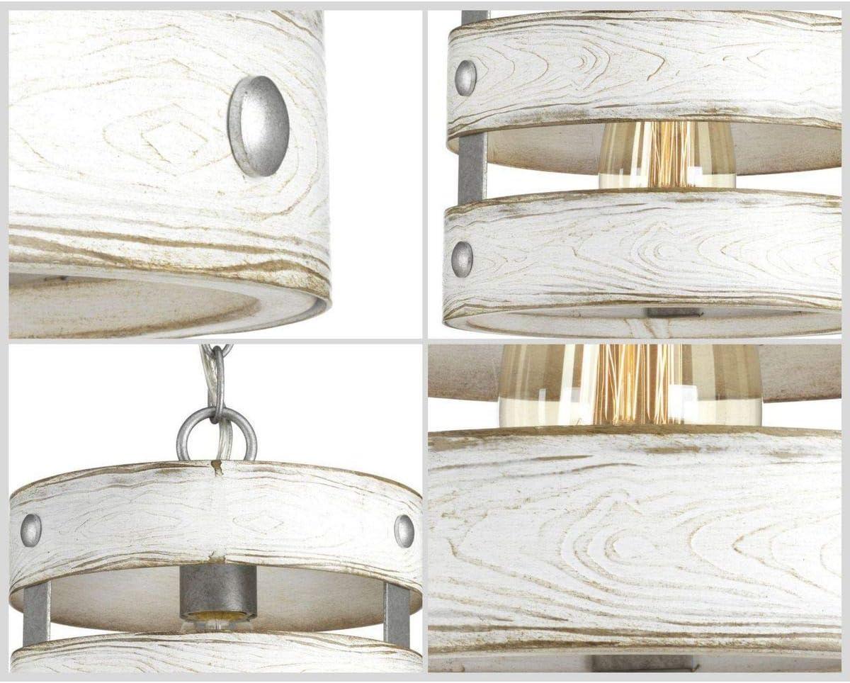 Progress Lighting Gulliver 1-Light Wall Sconce, Galvanized, Open Design, Wood Grained Texture, Canopy Included