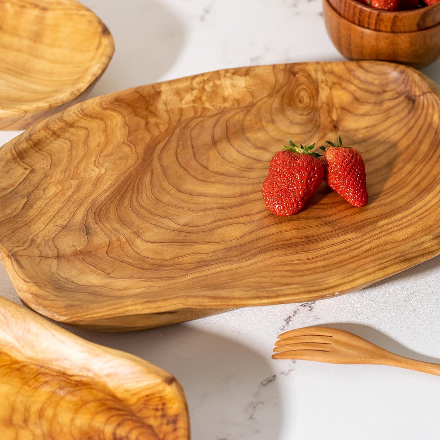 Root Wood Dish - Vintage Ring Party Platter and Tray for Sandwich Bread Serving | Hand-Carved Wooden Appetizer Display | Unique Natural Design | Food Safe Finish