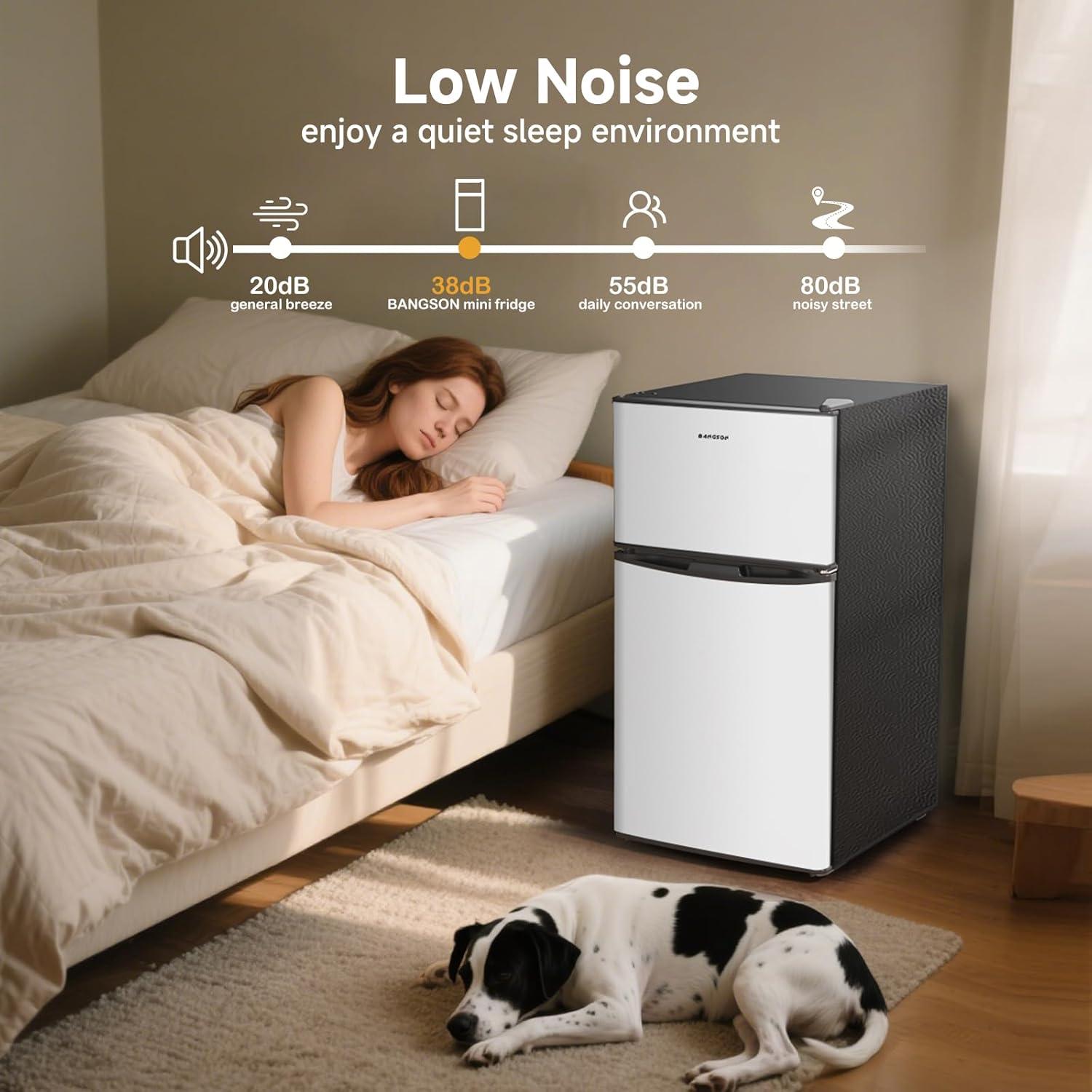 BANGSON BANGSON 3.2 CU.FT, 2 Door Small Refrigerator with Freezer US-BSR-201