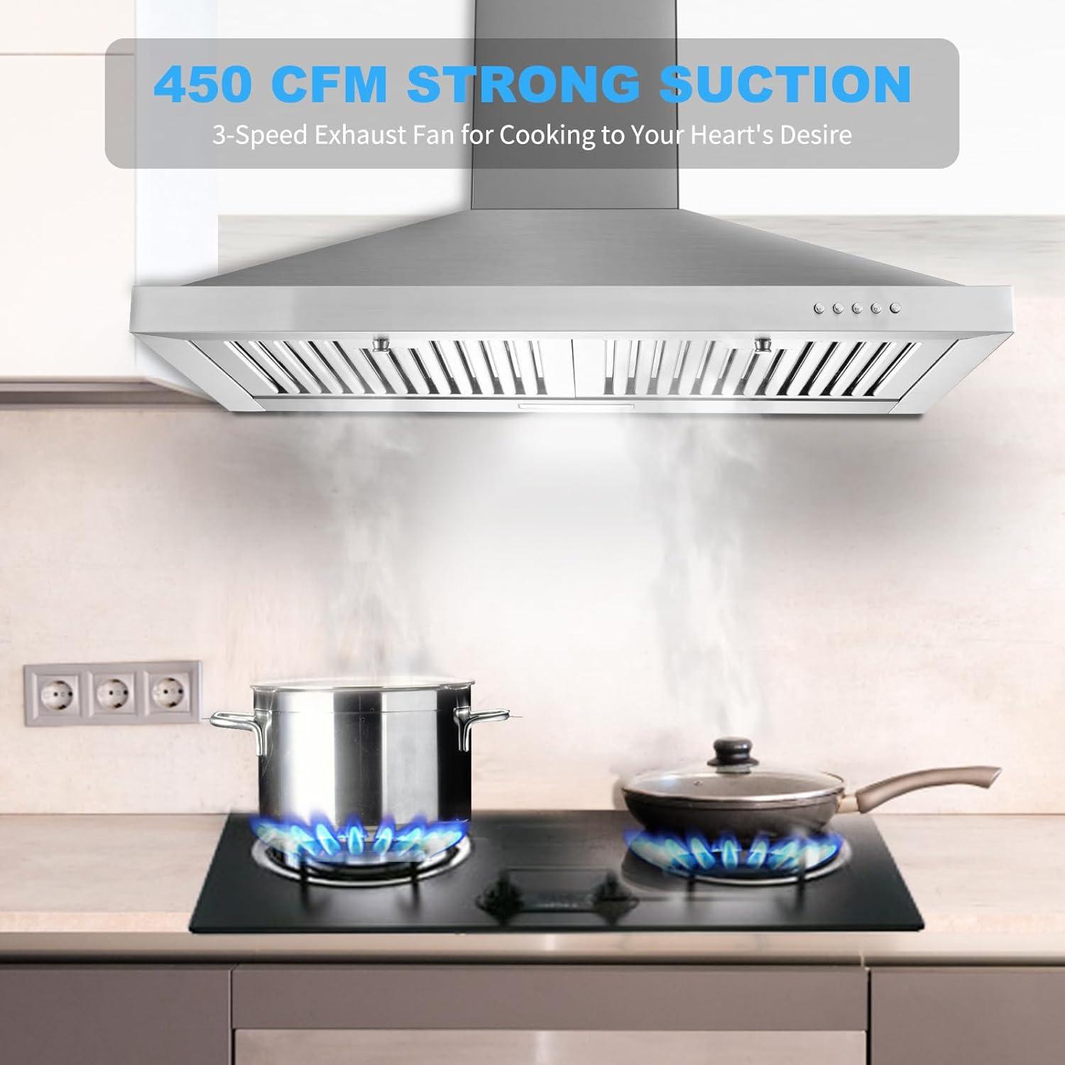 30-Inch Brushed Stainless Steel Wall Mount Range Hood