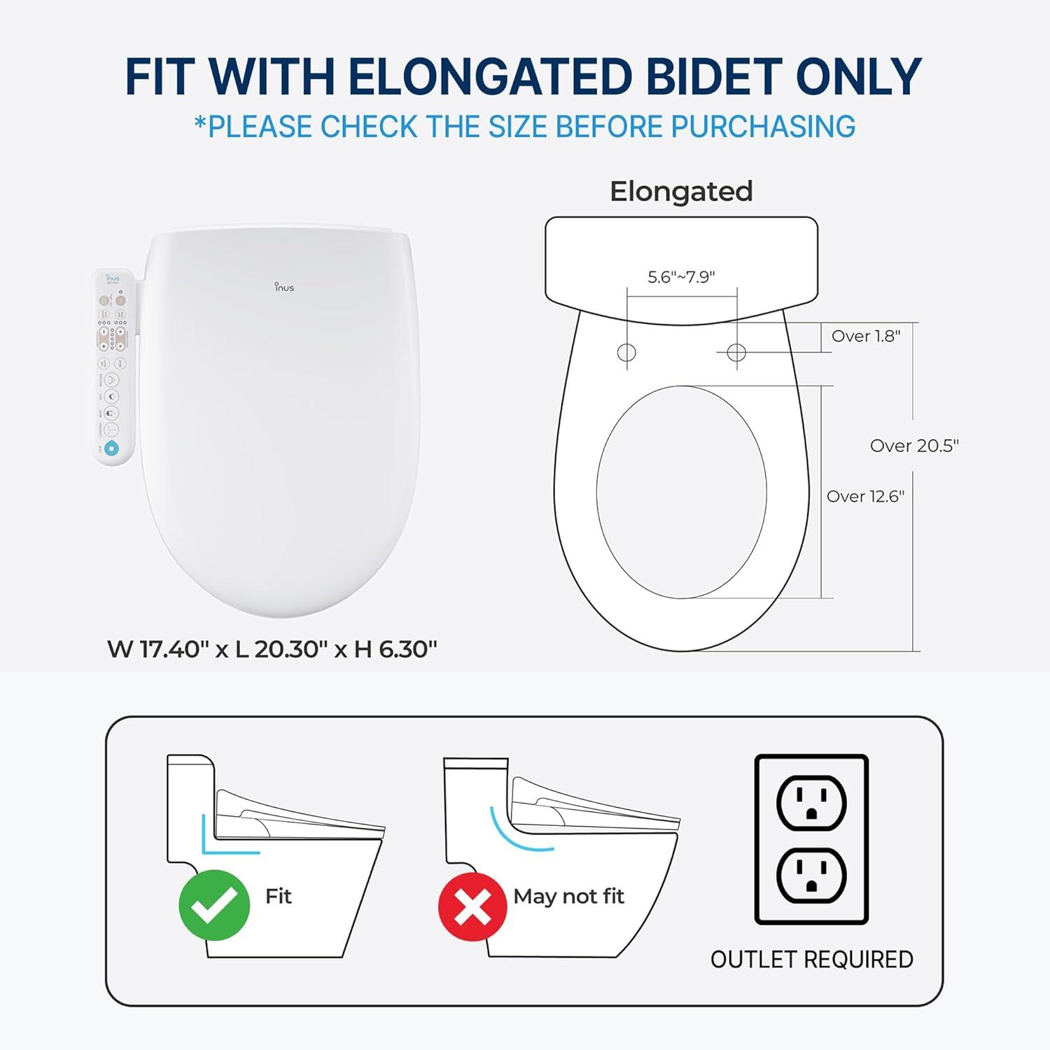 INUS IST-N22 Elongated Toilet Seat Bidet