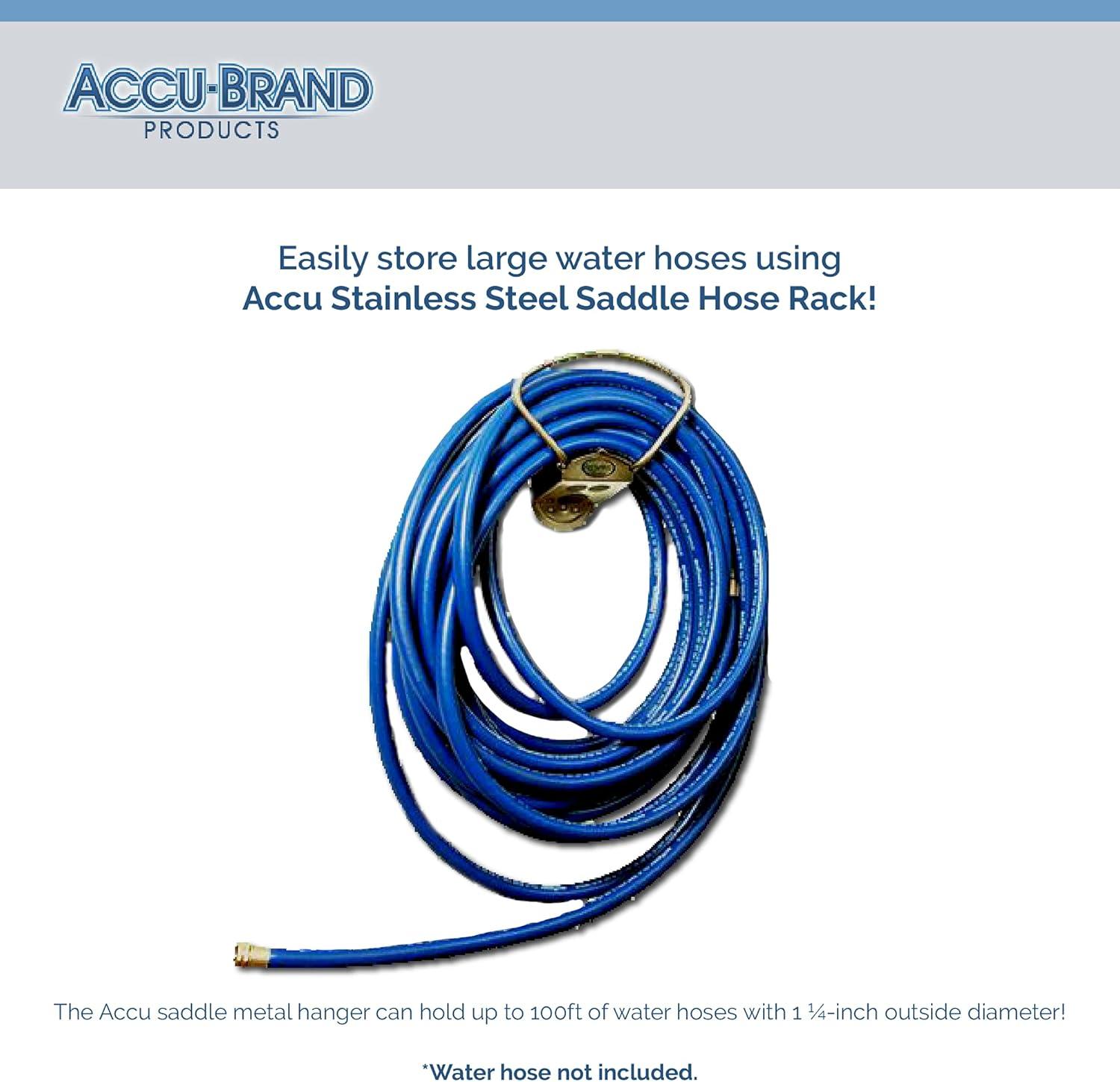 Accu Stainless Steel Saddle Hose Holder - Garden Hose Holder for Walls, Garages, & Utility Rooms