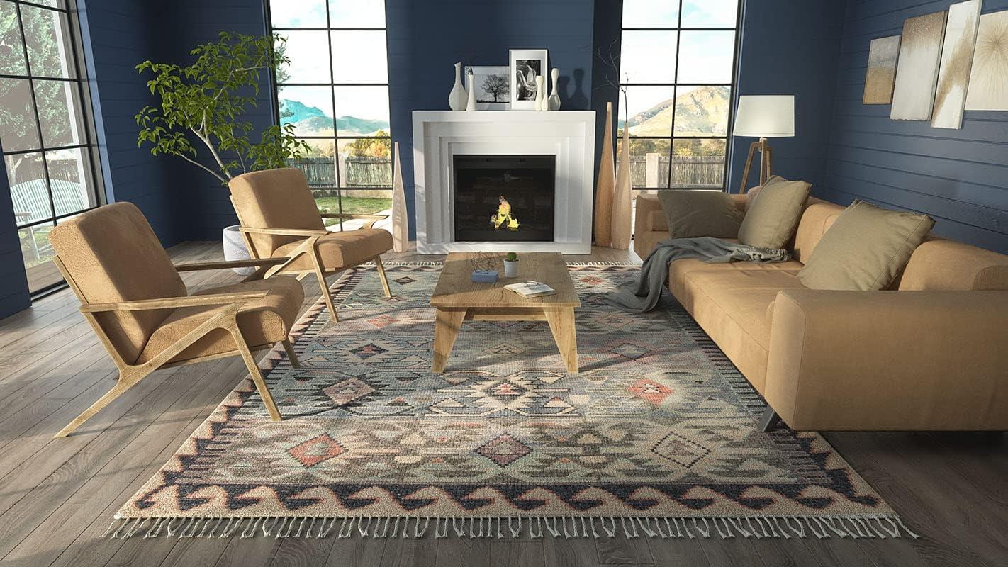 Momeni Nomad Wool Hand Knotted Blue Area Rug 8' X 11'