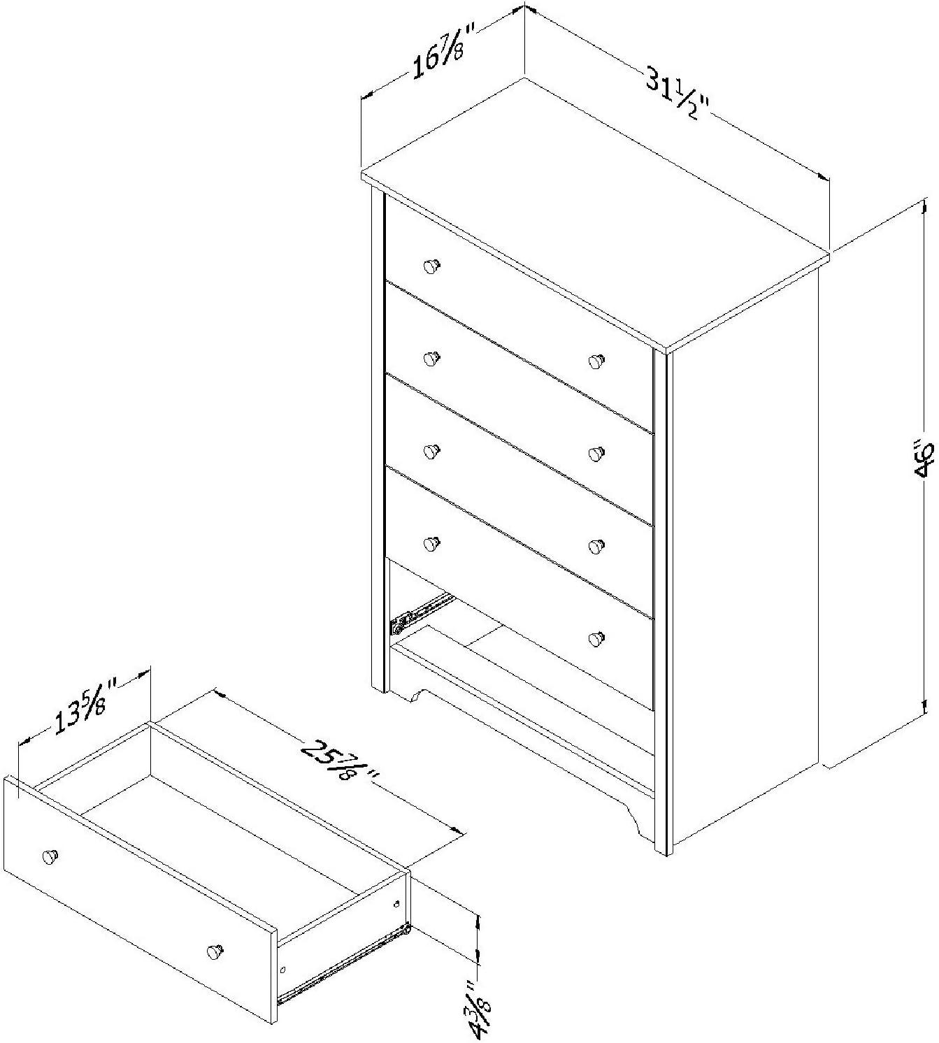 Vito Pure Black 5-Drawer Dresser with Matte Nickel Handles