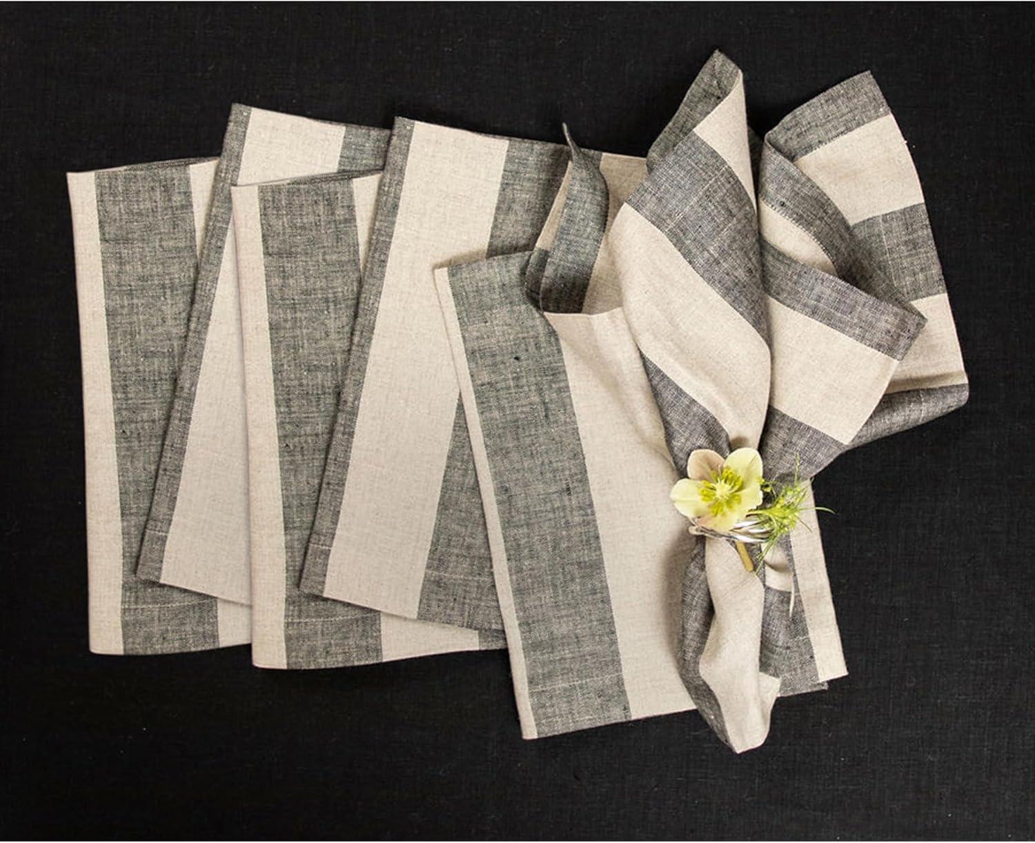 Solino Home Cabana Stripe - 100% Pure Linen Placemats (Set of 4)