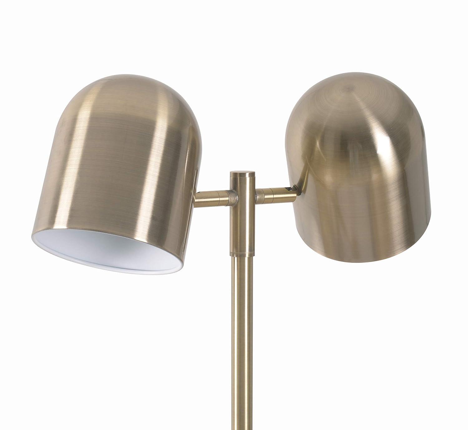 Kenroy Home 33171AB Alden Floor Lamp with Antique Brass Finish, Modern Style, 57.125" Height, 17.625" Width, 9.875" Depth