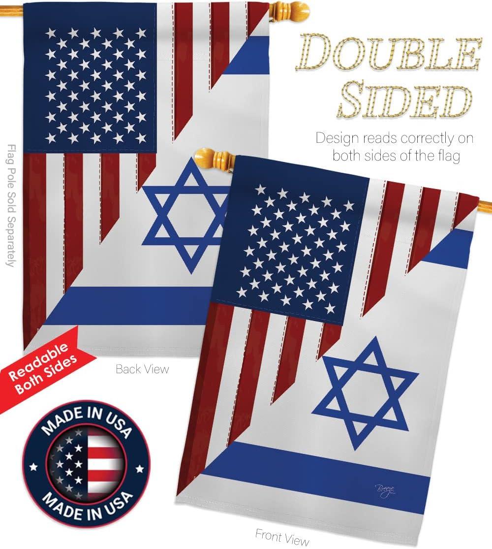 Patriotic US-Israel Friendship Double-Sided House Flag Set