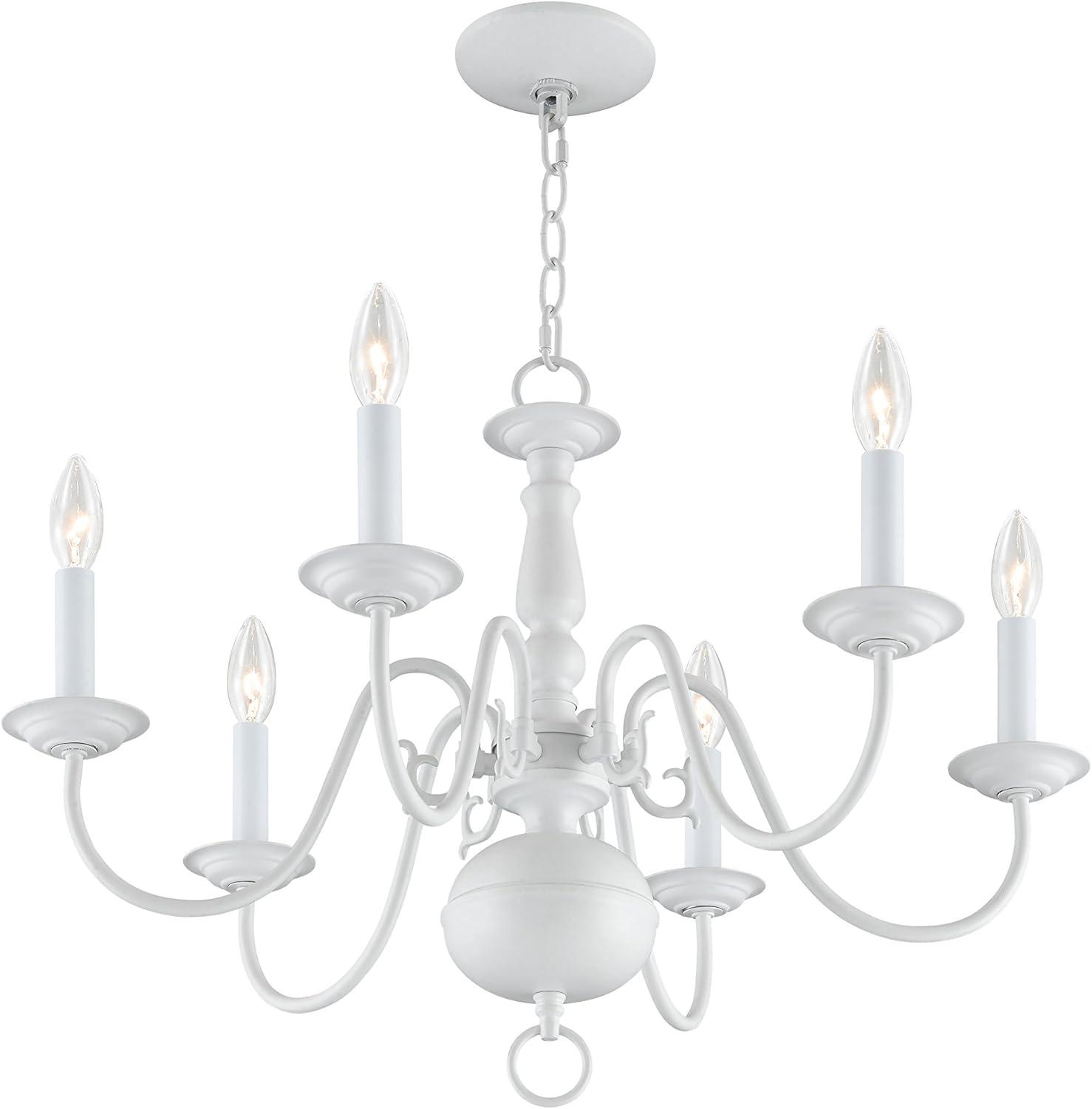 Colonial Elegance White 6-Light Candelabra Chandelier