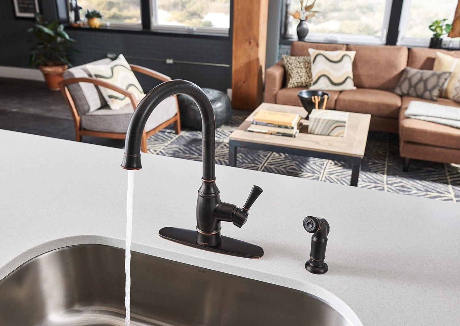 Noell Single-Handle Standard Kitchen Faucet with Side Sprayer, Deckplate Sold Separately