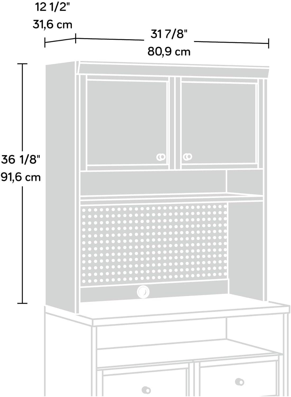 Craft Pro Series Hutch White - Sauder: Adjustable Shelf, Pegboard Back, Enclosed Cord Access