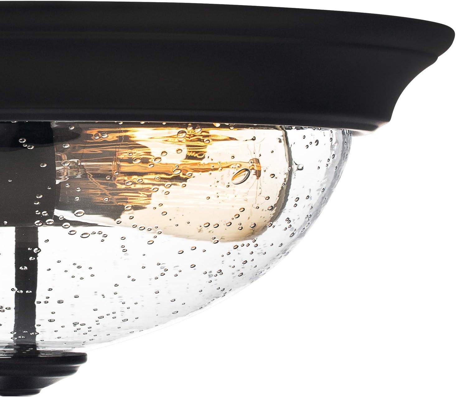 Prominence Home 51381 Designer Series Flushmount Lighting, 13" Seeded Glass, Low Profile, Bronze