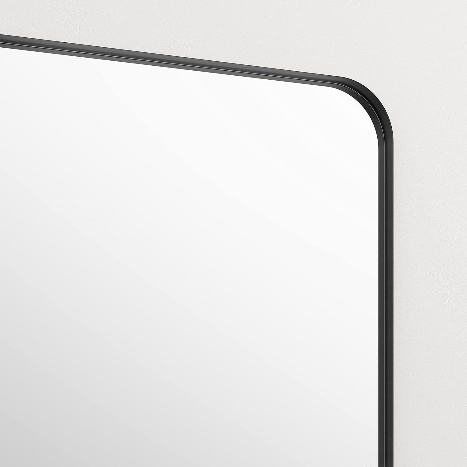 Better Bevel 24" x 36" Black Metal Framed Mirror | Rectangle Bathroom Wall Mirror | Rounded Corner