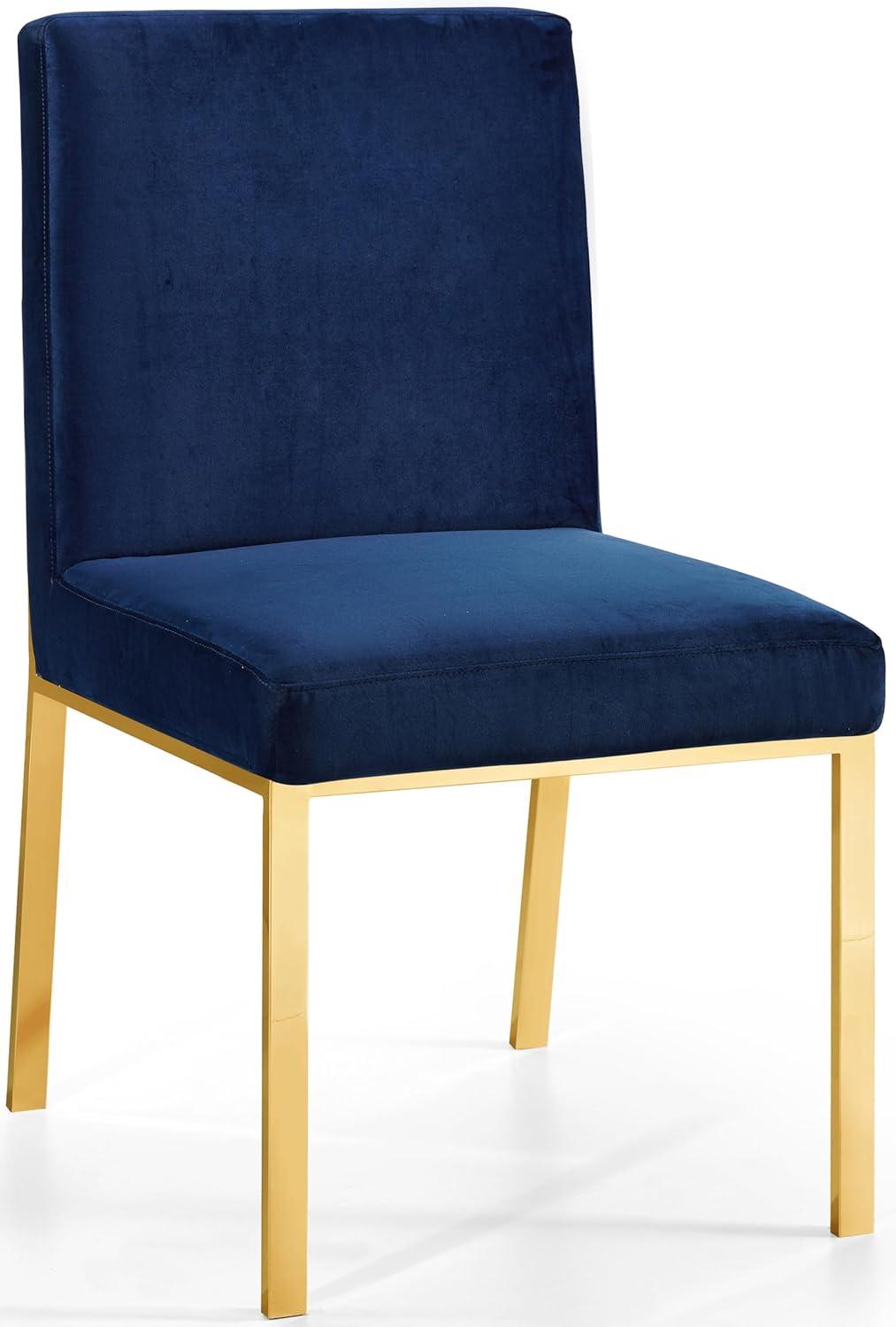 Opal Navy Blue Velvet & Gold Metal Dining Chair