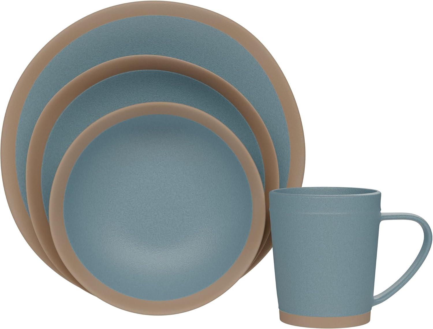 Blue Ceramic Semi-Matte 4-Piece Dinnerware Set