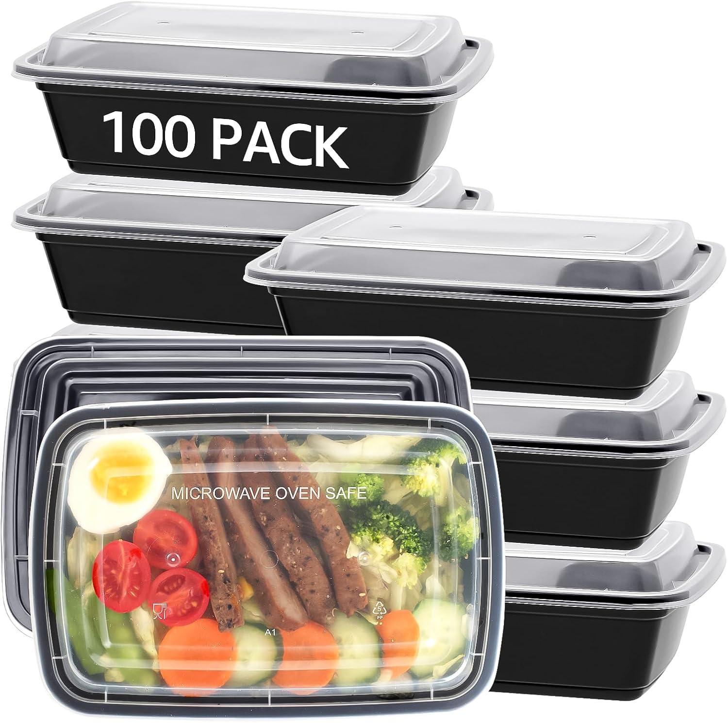 Black BPA-Free Plastic Meal Prep Containers Set