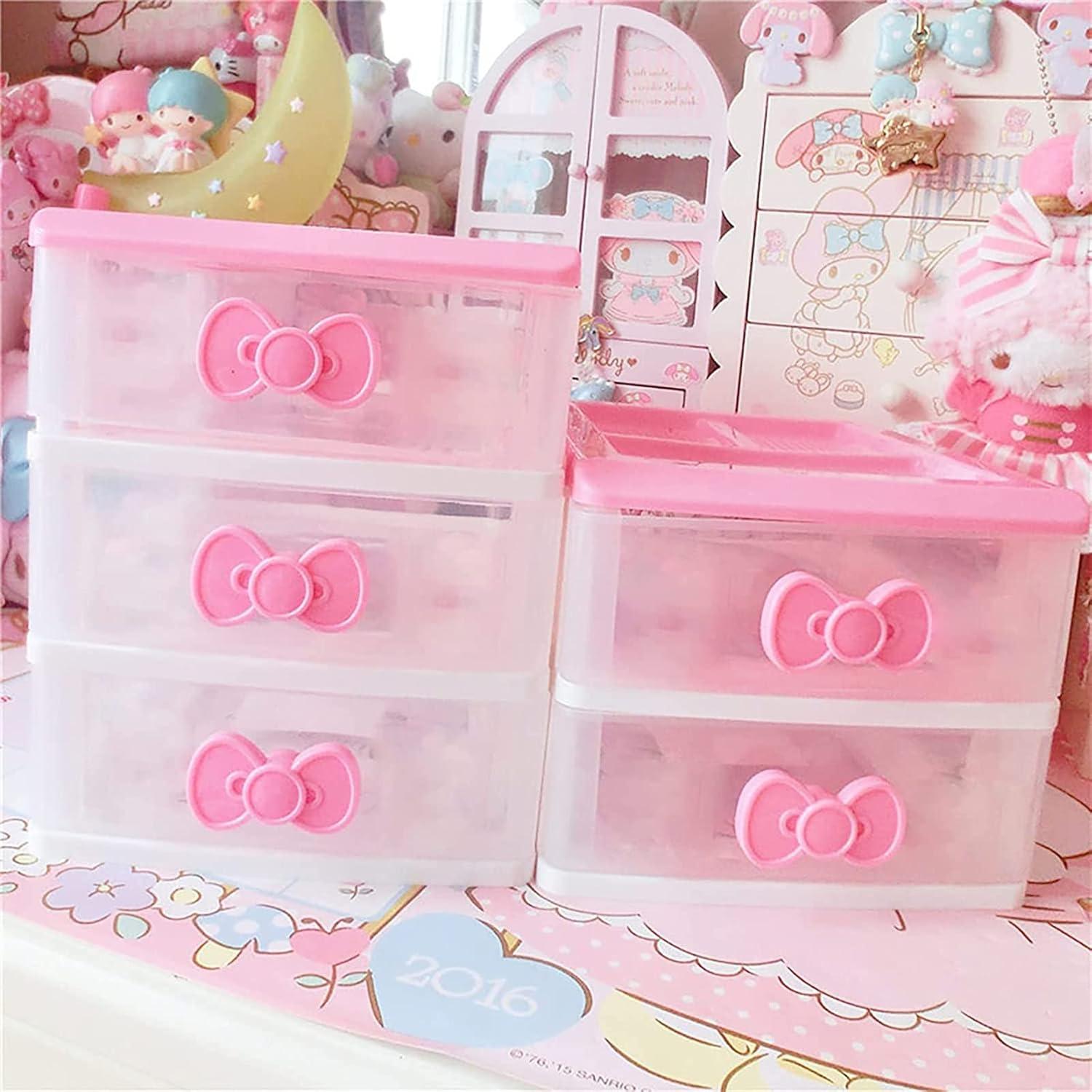 3 Drawer Storage Organizer Small Plastic Drawer Kawaii Purple Desk Organizer Drawer for Bathroom, Dorm, Desk, Office