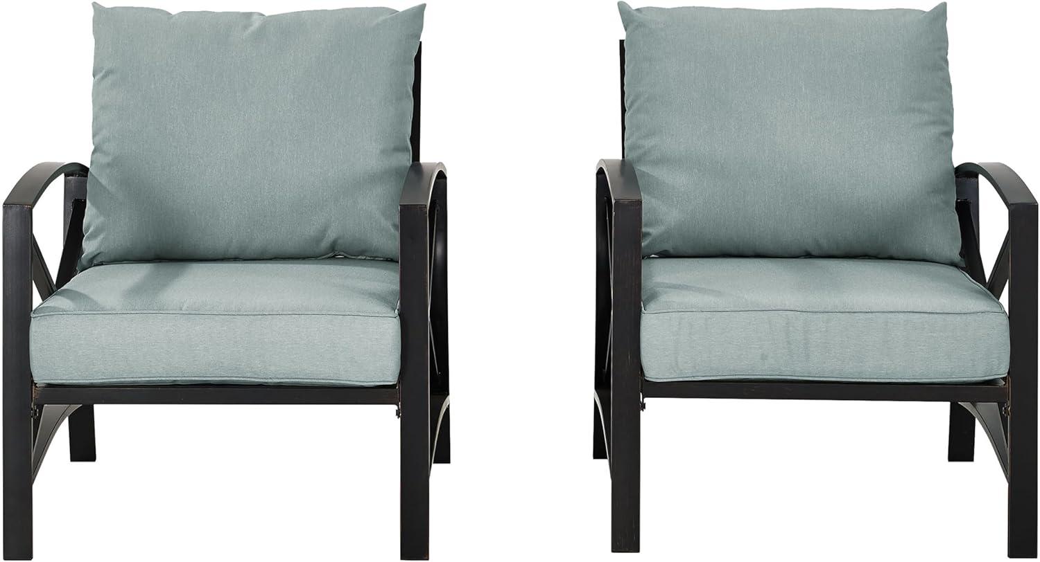 2pc Kaplan Outdoor Chair Set Mist - Crosley: Steel Frame Patio Seating with UV-Resistant Cushions