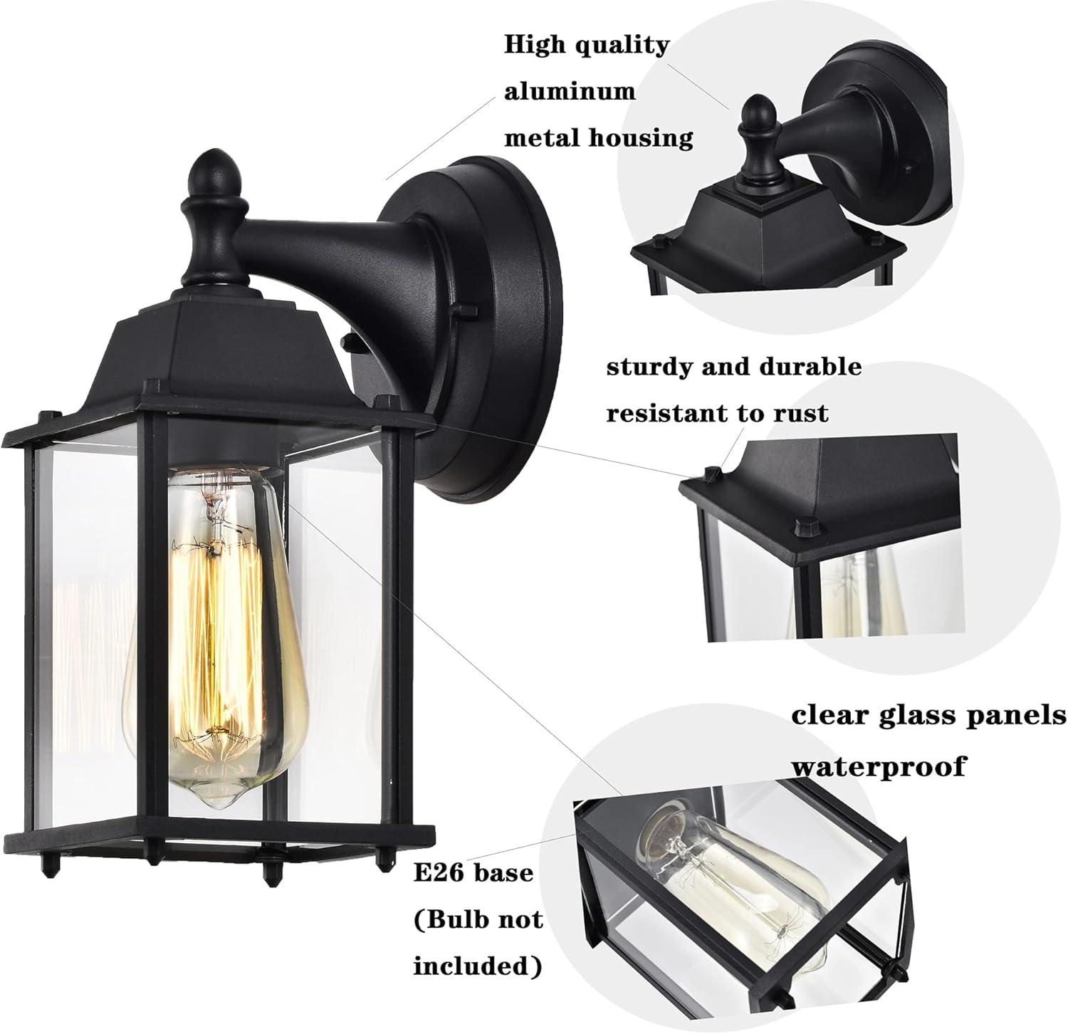 Outdoor Lights Fixtures Wall Sconce 2 Pack Black Porch Lights Outdoor Wall Lantern Decor Aluminum Anti-Rust Exterior Waterproof Outdoor Lights for House Patio Garage Front Door Entryway