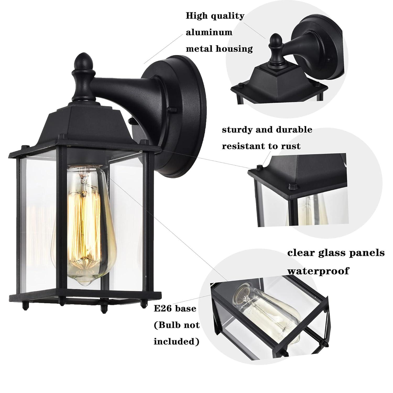 Outdoor Lights Fixtures Wall Sconce 2 Pack Black Porch Lights Outdoor Wall Lantern Decor Aluminum Anti-Rust Exterior Waterproof Outdoor Lights for House Patio Garage Front Door Entryway