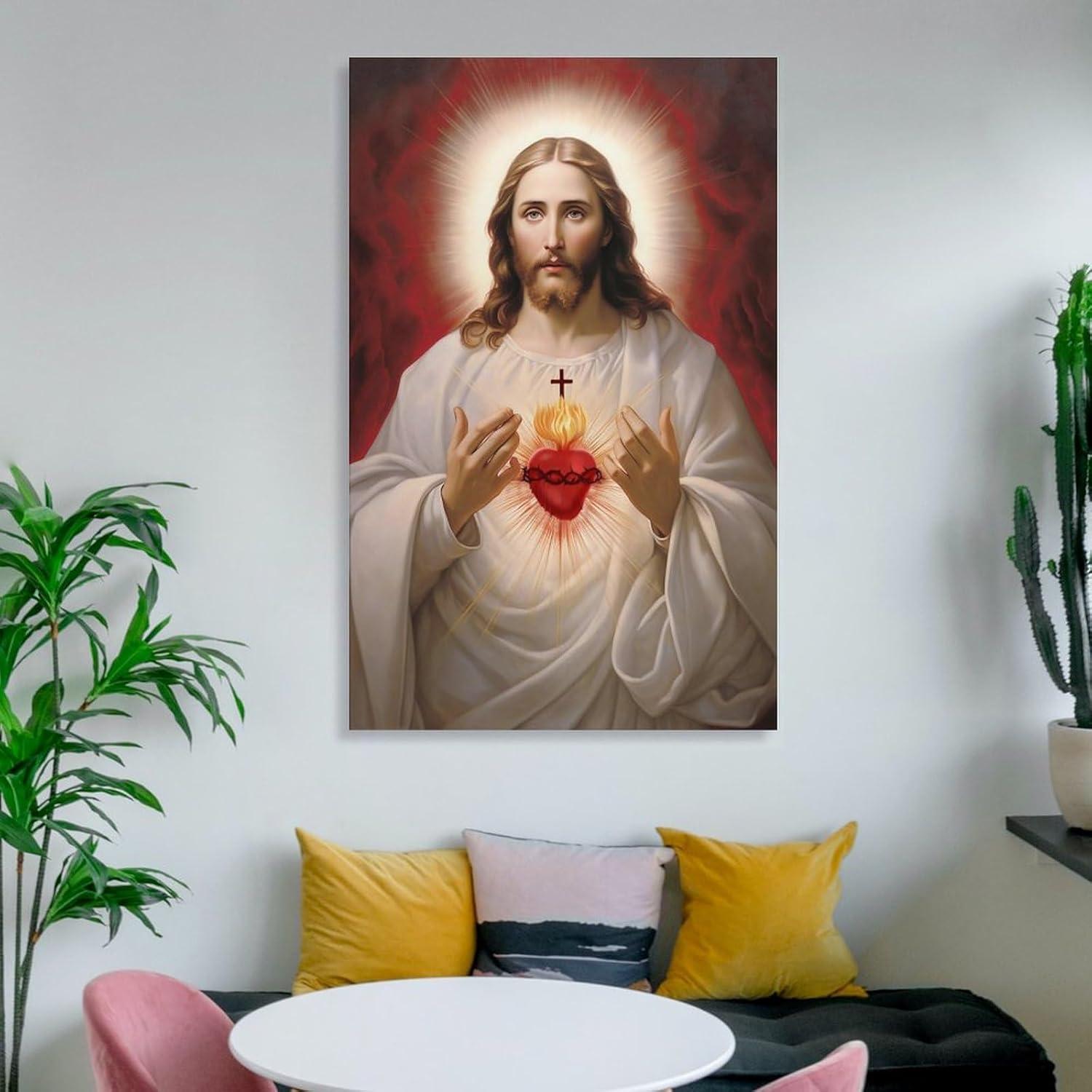 Sacred Heart of Jesus Religious Canvas Wall Art